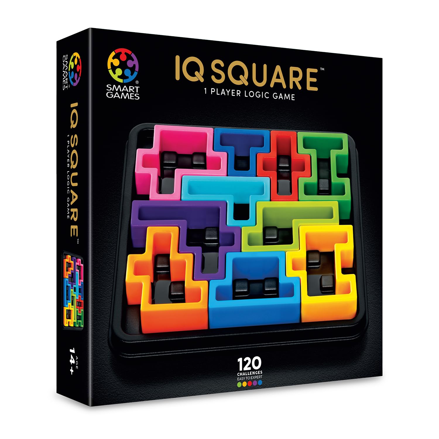 SmartGames IQ Deluxe Square Puzzle Game | 120 Challenges | Ages 14+ | Travel Sized