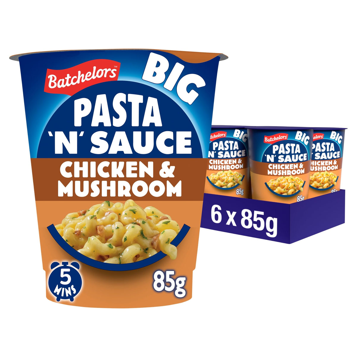 Batchelors Big Pasta 'n' Sauce Chicken & Mushrooms - 85 g, 6-Pack