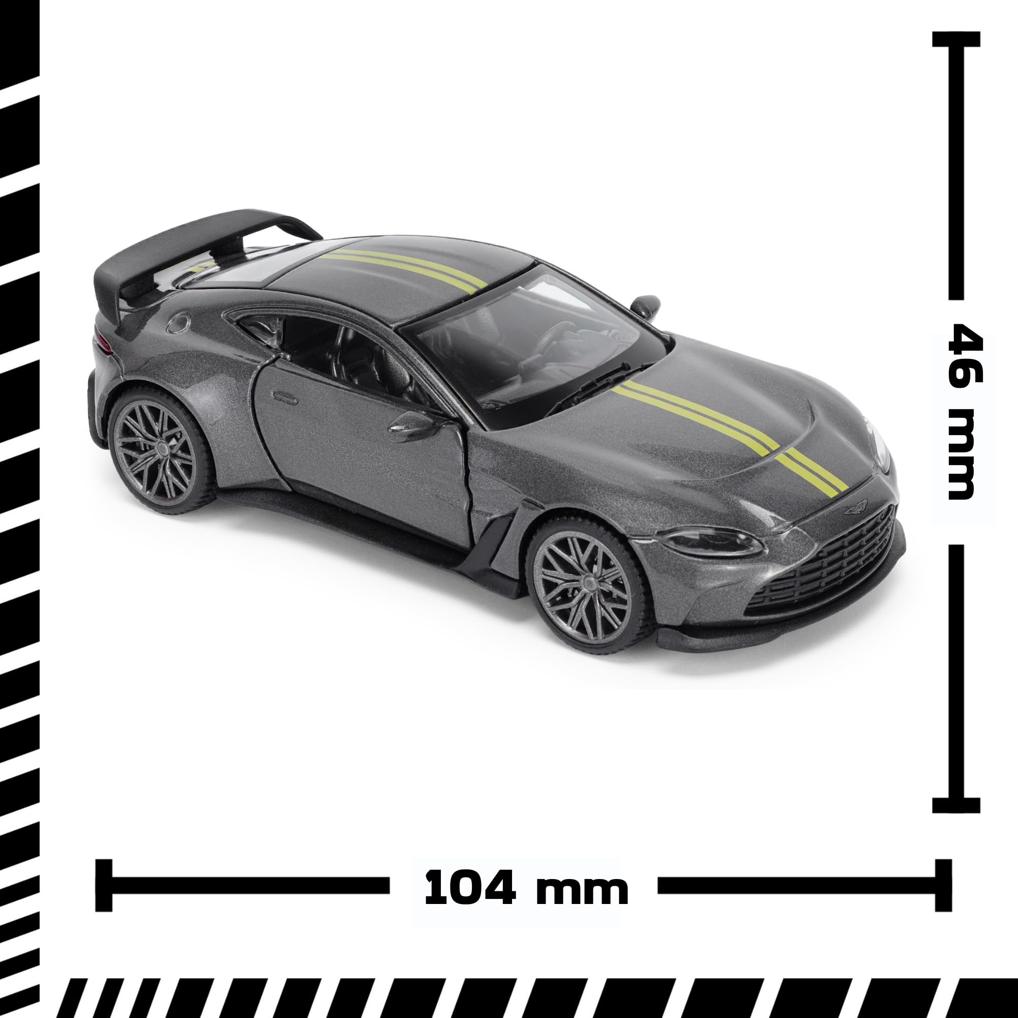 Aston Martin V12 Vantage 1:43 Scale Die-Cast Model Car - Grey | Collectible Display Model 6