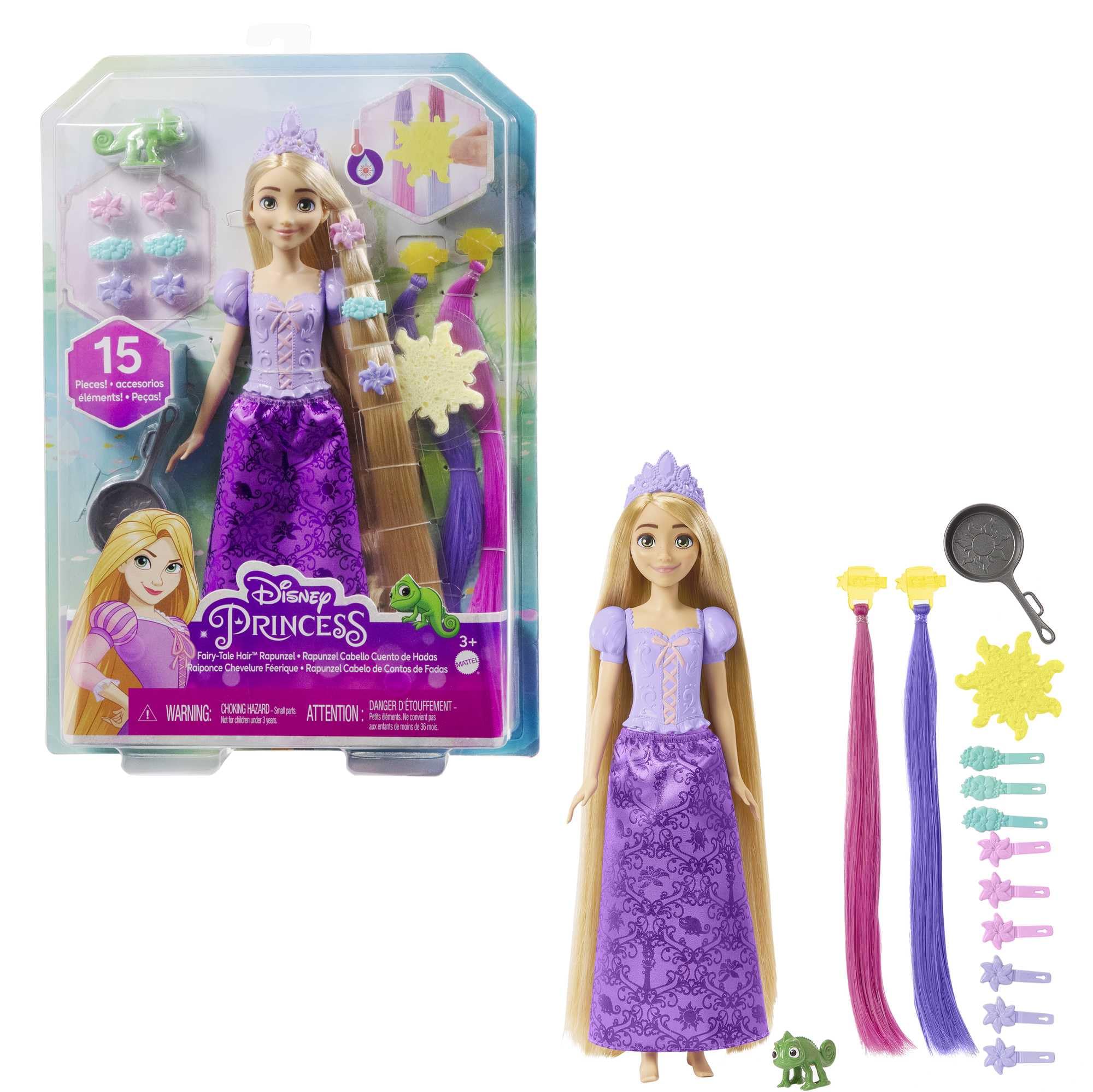 Disney Princess Rapunzel Doll with Color-Change Hair Extensions and Styling Accessories 9