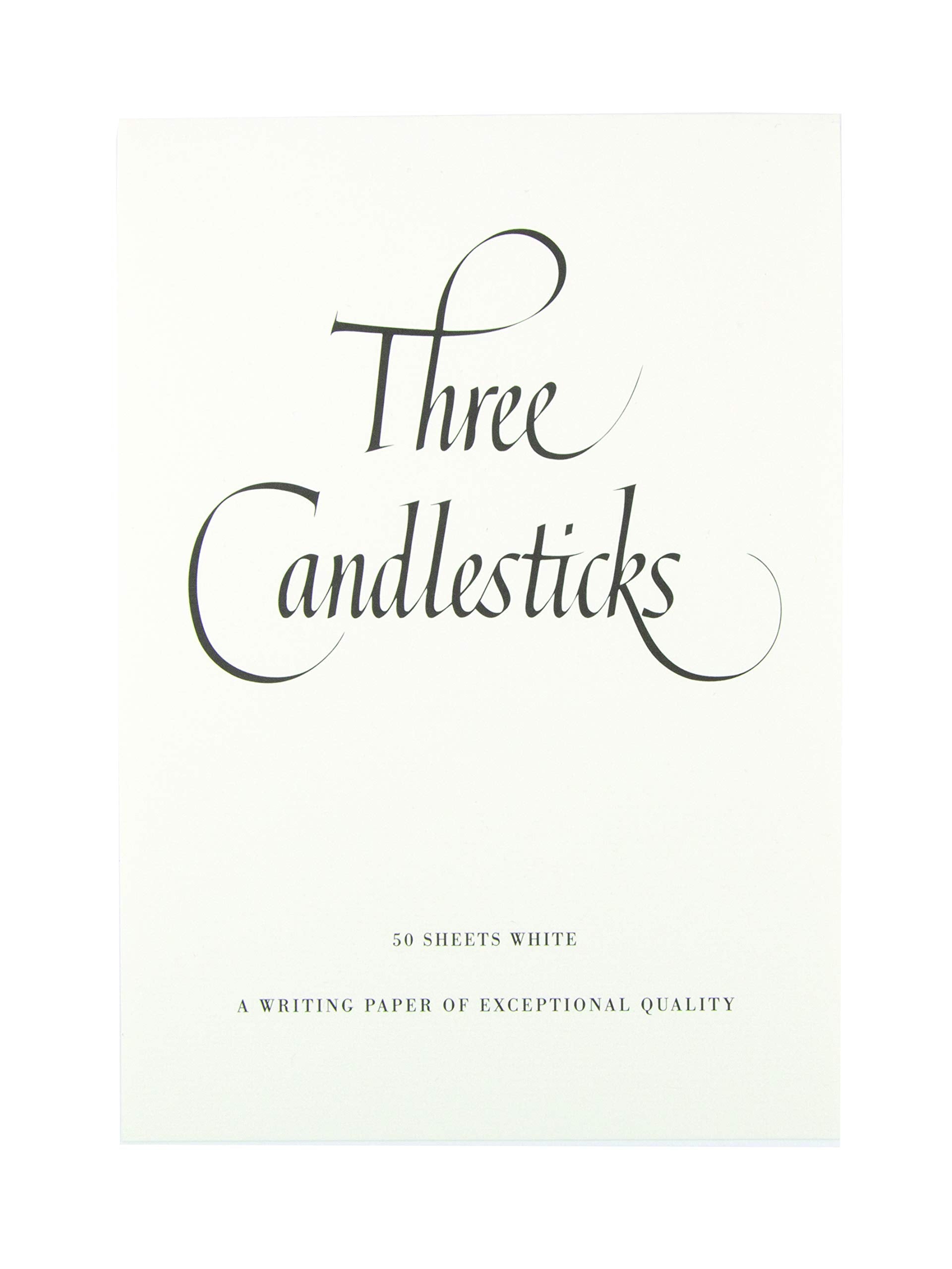 THREE CANDLESTICKS Luxury Writing Paper - A5 White Pad, 50 Sheets | Translucent Finish