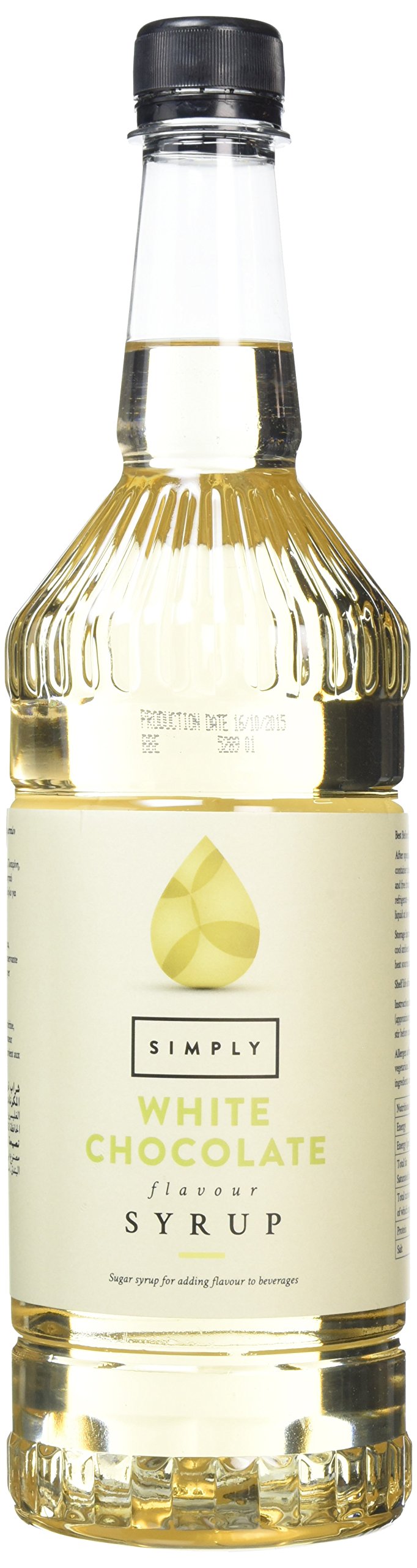 Simply White Chocolate Syrup 1 Litre - Natural Vegetarian Beverage Syrup