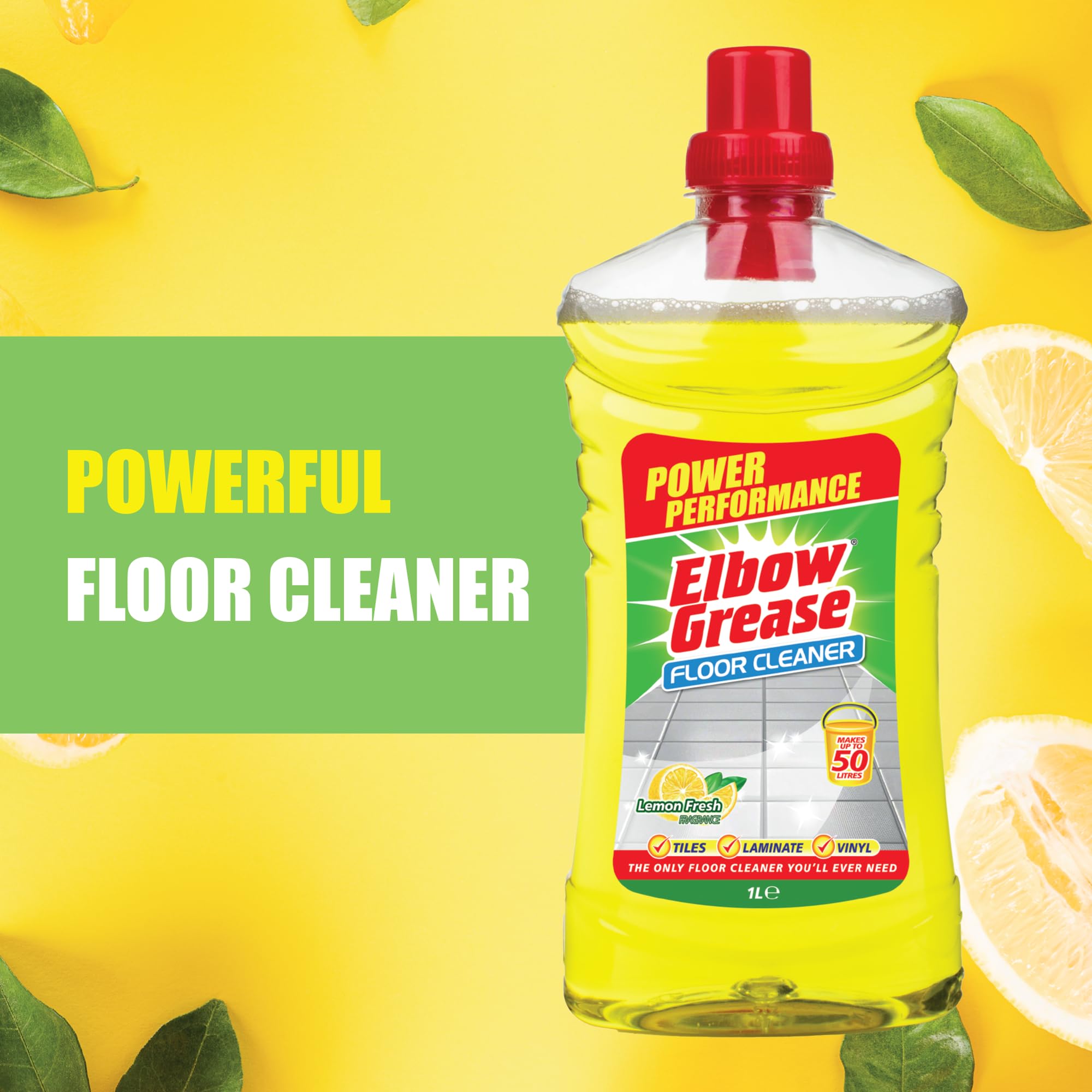 Elbow Grease Concentrated Floor Cleaner - Lemon Scent, 1L | Makes up to 50 Litres