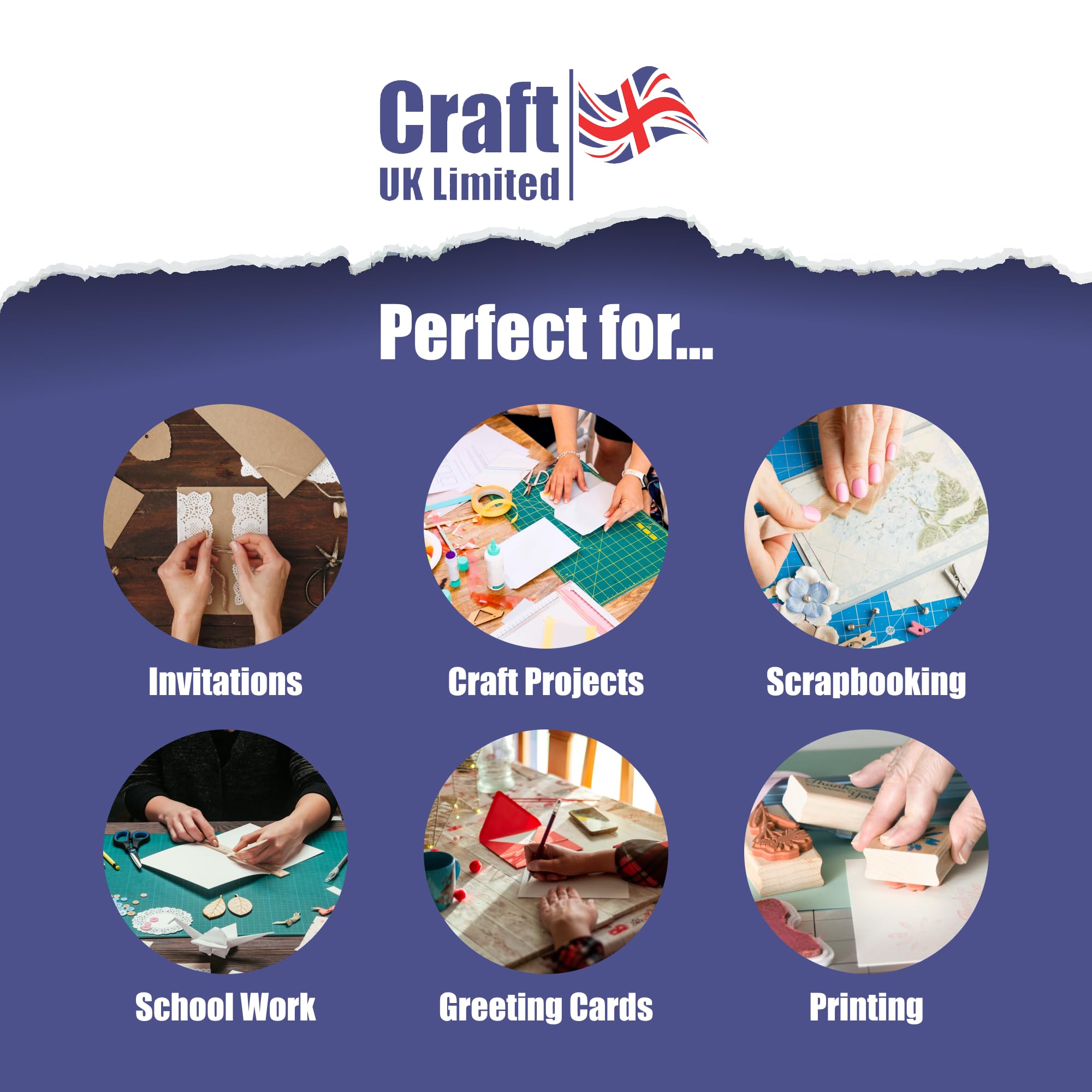 Craft UK Blank Greeting Cards and Envelopes - 50 Pack | 5 x 7 Inch | White Card Stock 5