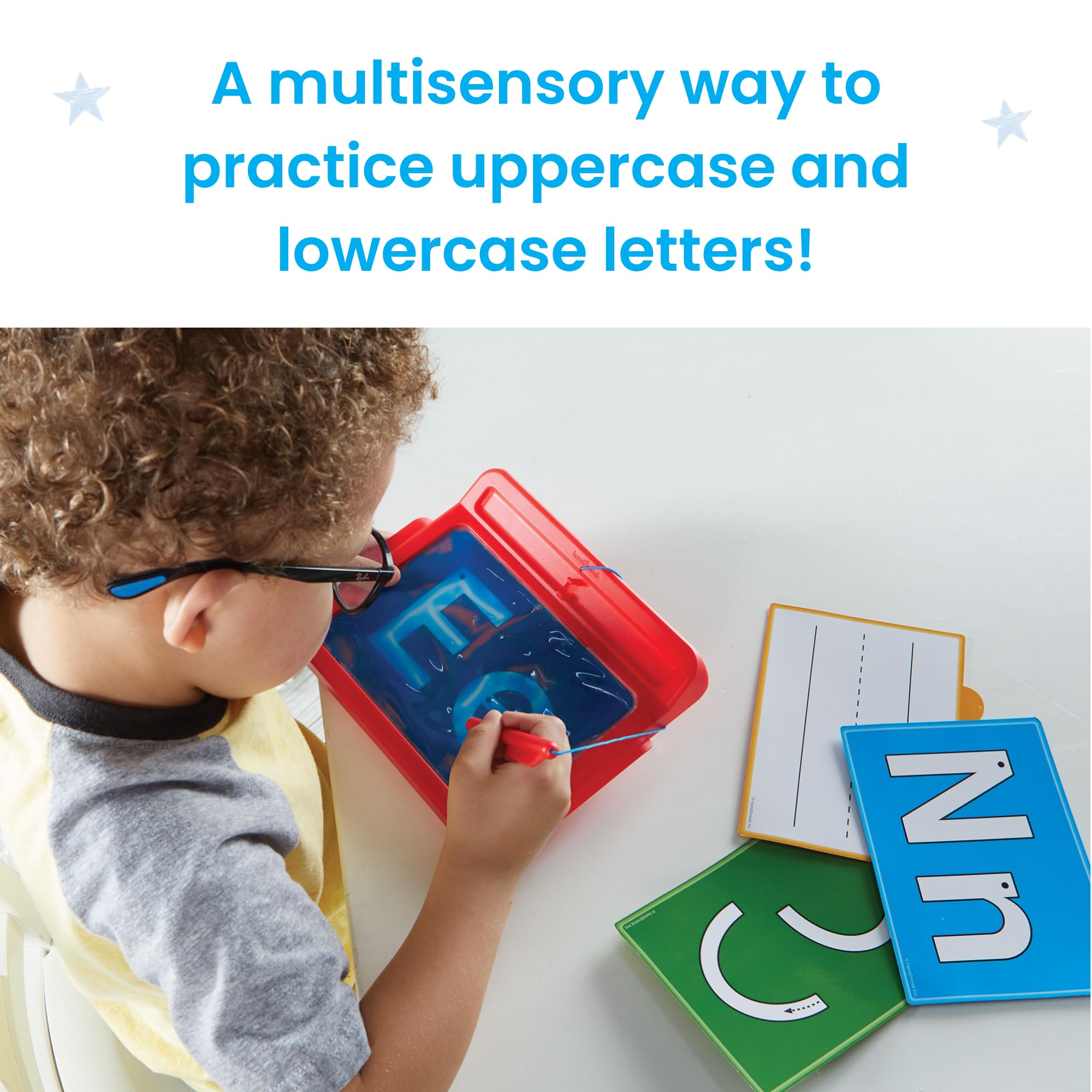 hand2mind Letter Tracing Sensory Pad for Kids 3-5 | Mess-Free Gel Writing | Includes 16 Double-Sided Cards 3