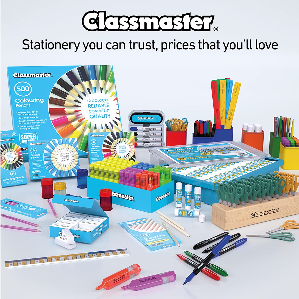 Classmaster CPW12 Coloured Pencils - Pre-Sharpened Wooden Pencils for Kids & Adults 6