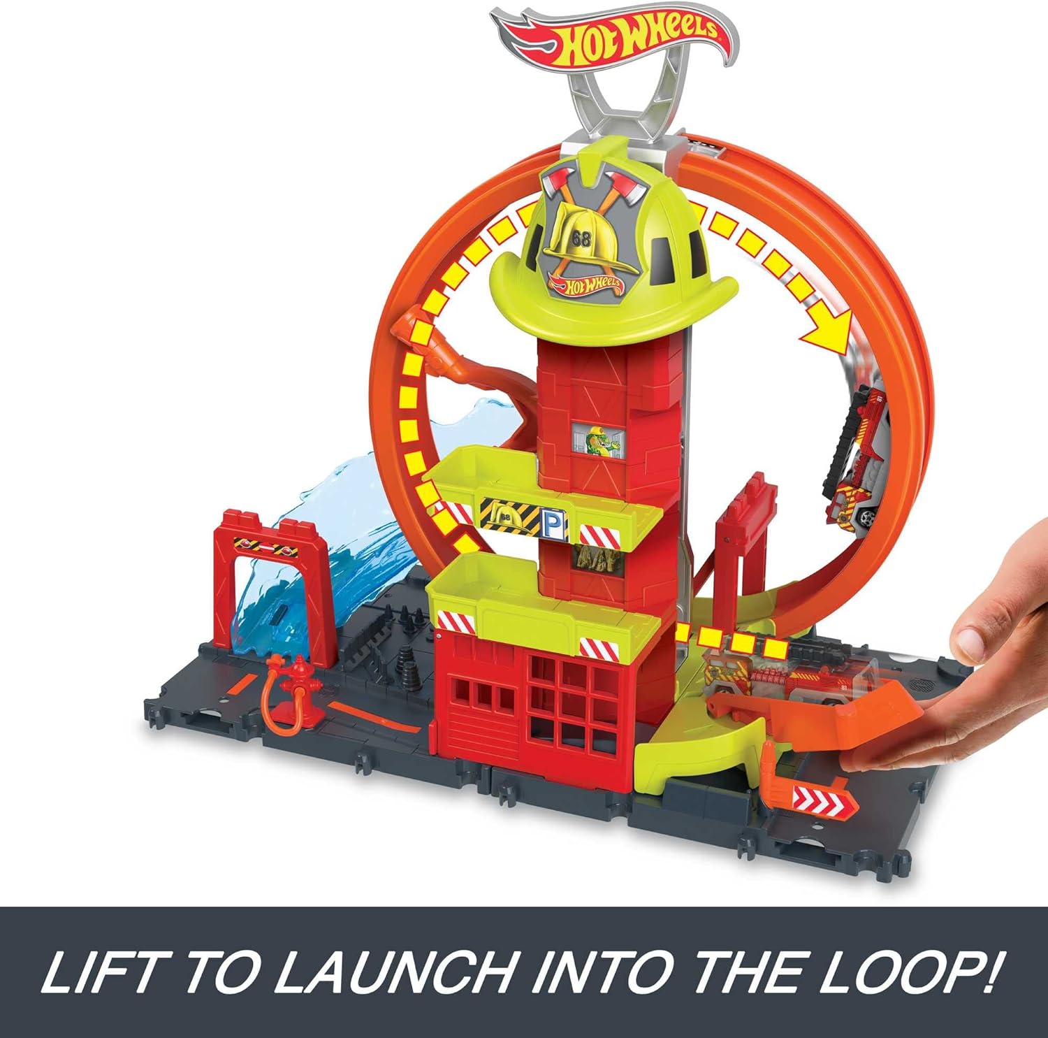 Hot Wheels City Super Loop Fire Station Playset - Stunt & Race Action for Kids 4+ 6