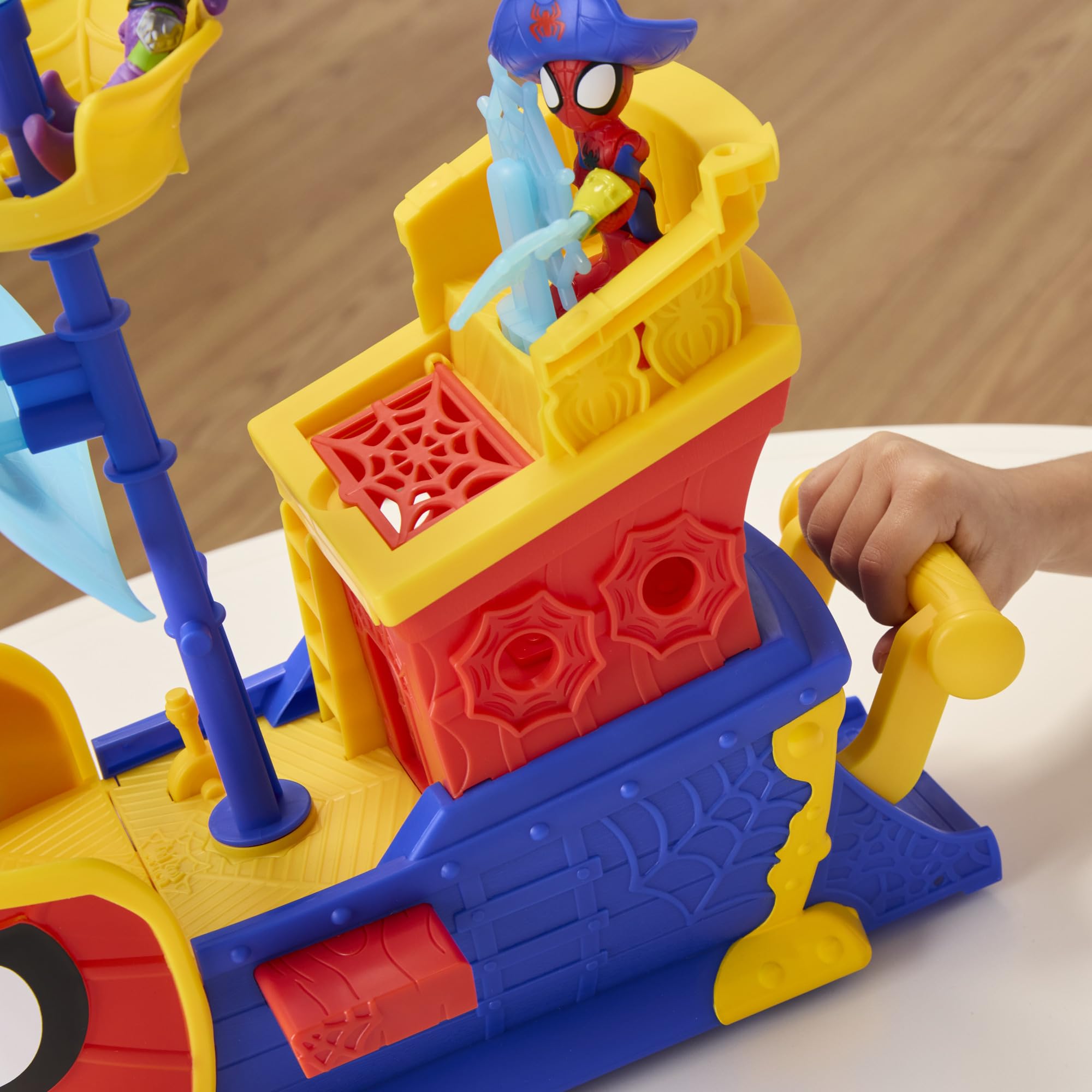 Spidey and His Amazing Friends Water-Webs Webs Ahoy Bubble Pirate Ship Playset - 43 cm with Real Bubble Maker, Spidey & Green Goblin Figures, Ages 3+ 5