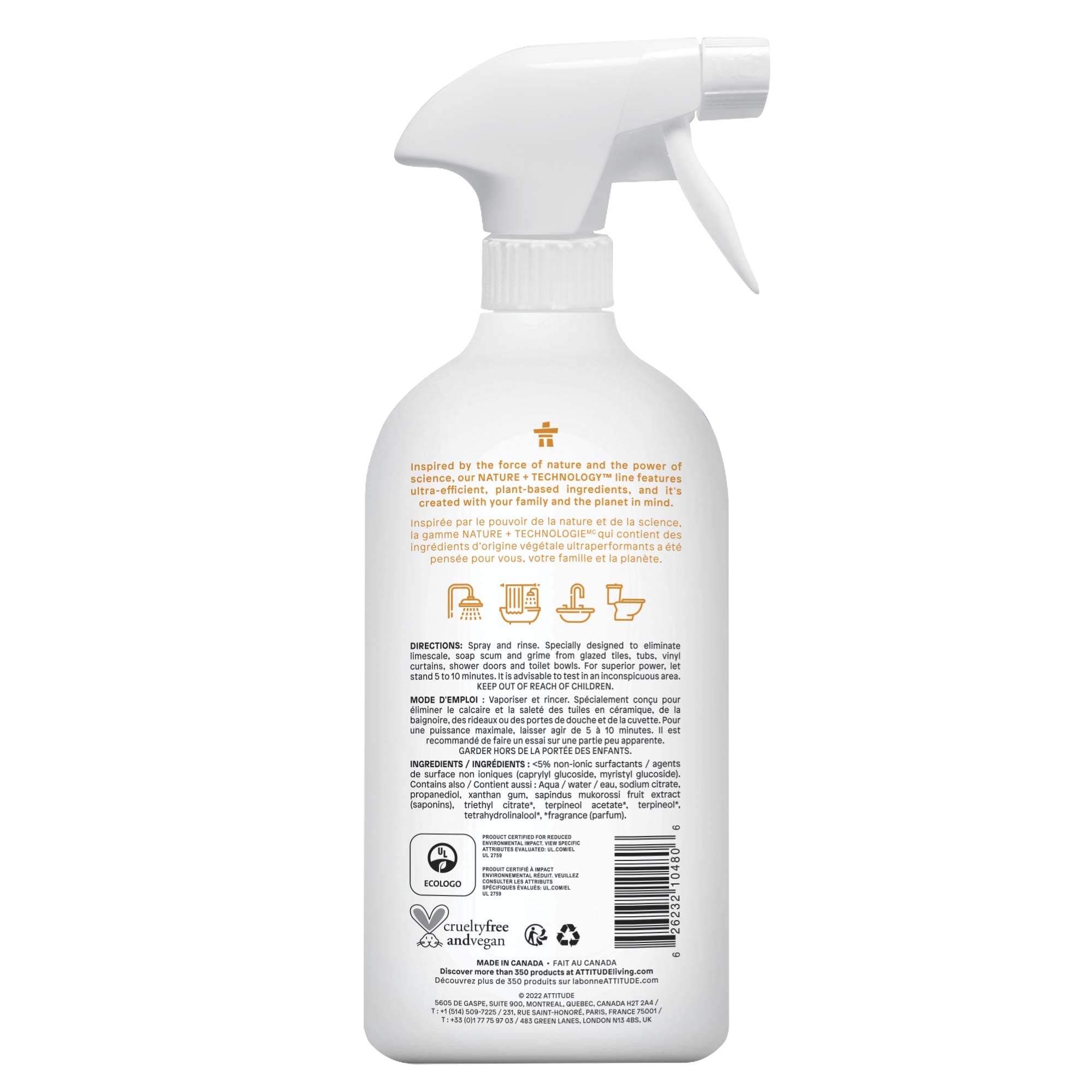 ATTITUDE Bathroom Cleaner Spray - EWG Verified, Plant-Based, Citrus Zest Scent | 800 ml 7