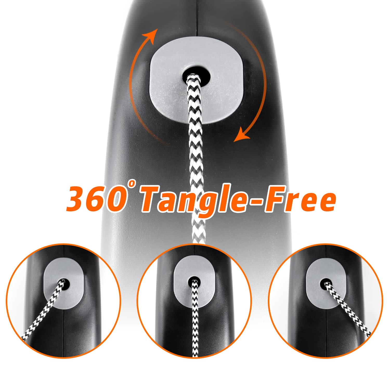 EC.TEAK Retractable Dog Leash - 30 FT for Medium/Large Dogs (Up to 110 lbs) | Black Nylon 5