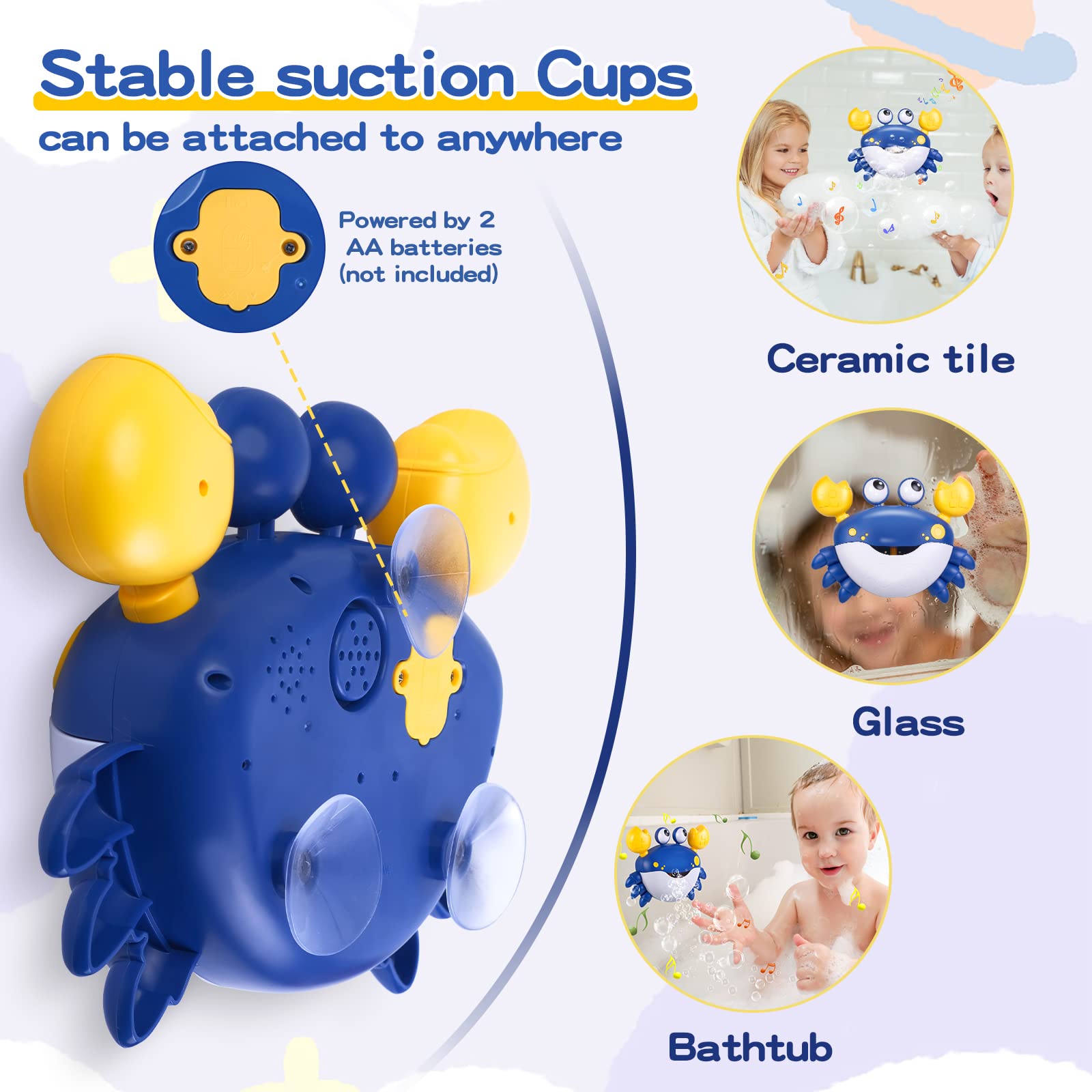 Jiosdo Crab Bath Bubble Maker - 2-in-1 Bubble & Music Toy for Toddlers 13