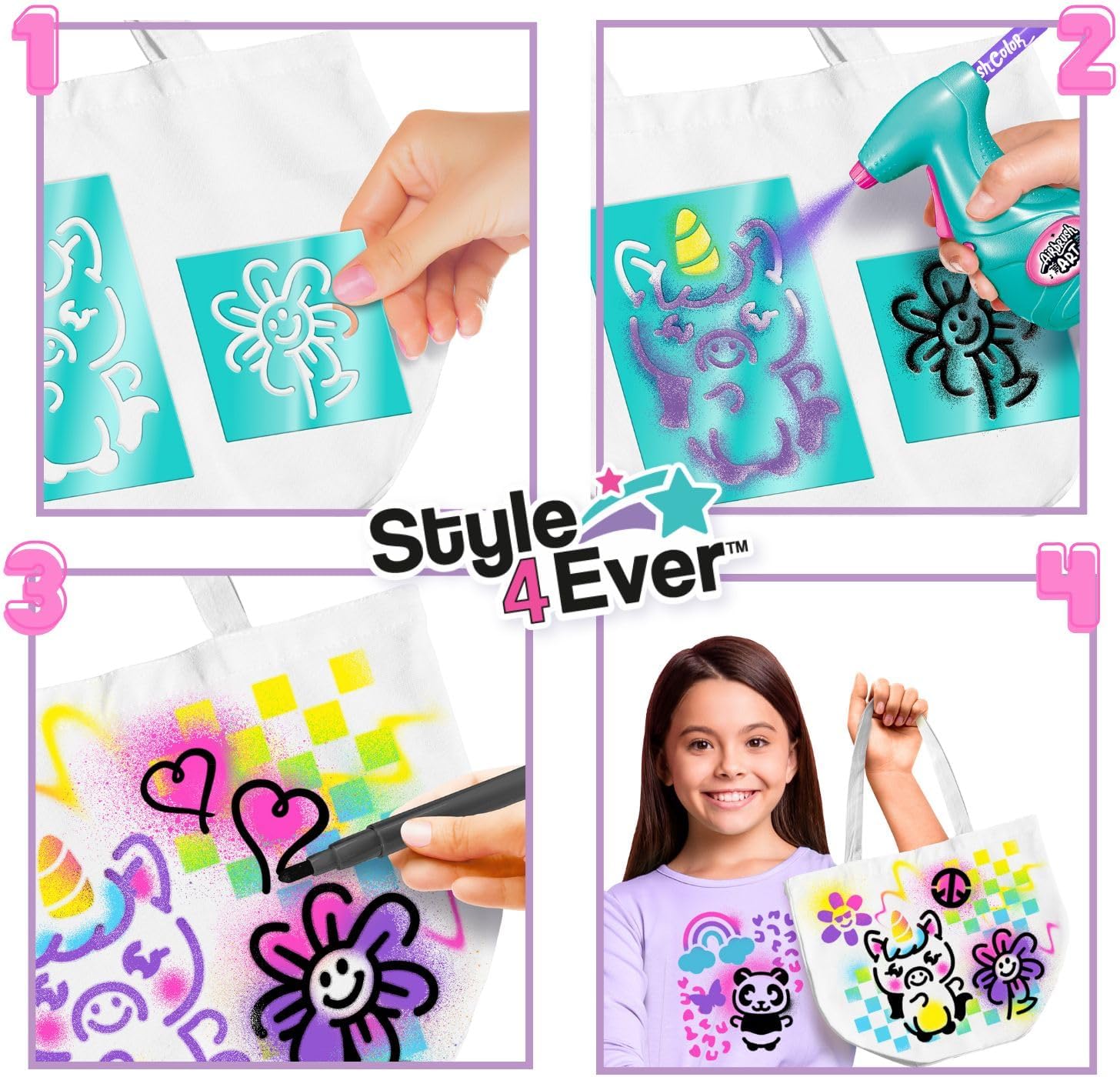 Canal Toys Airbrush Fashion Design Kit - Customize Tote Bags & Accessories for Kids 6+ 5