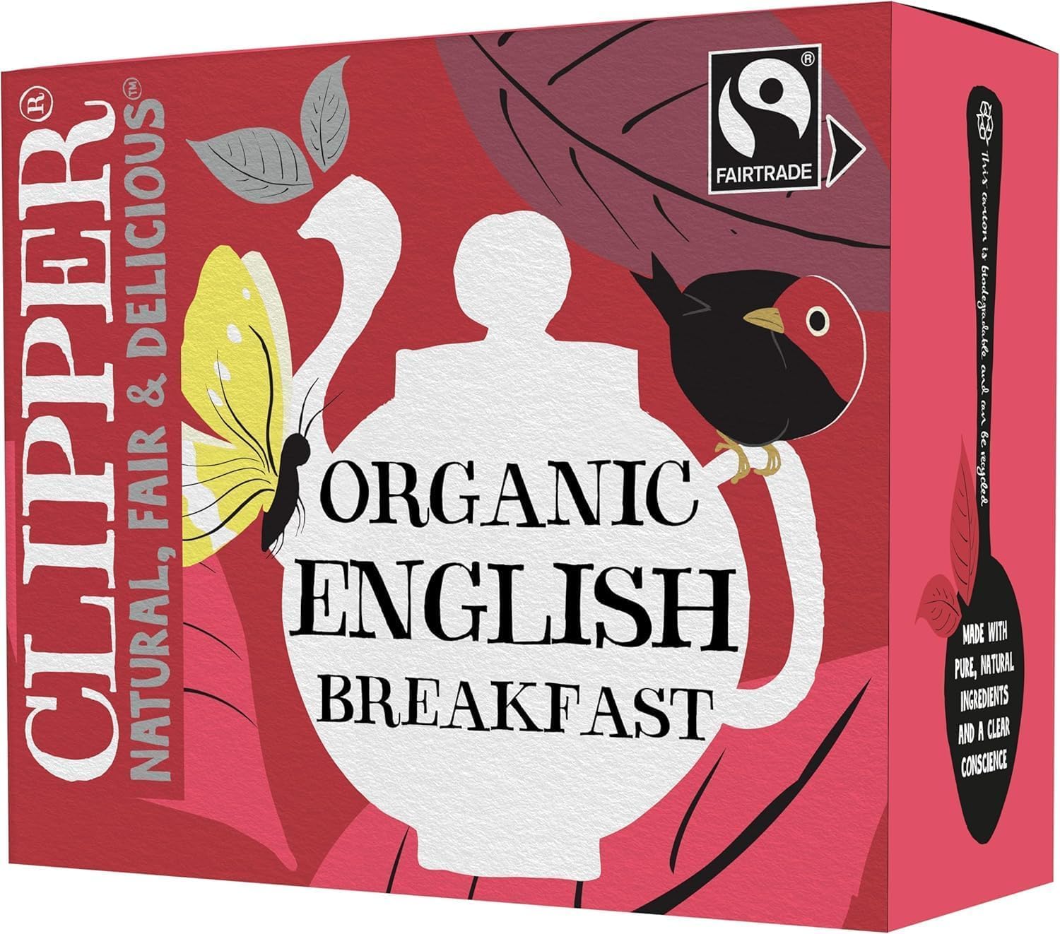Clipper Fairtrade Organic English Breakfast Tea Bags - 80 Count | Black Tea | Plastic-Free