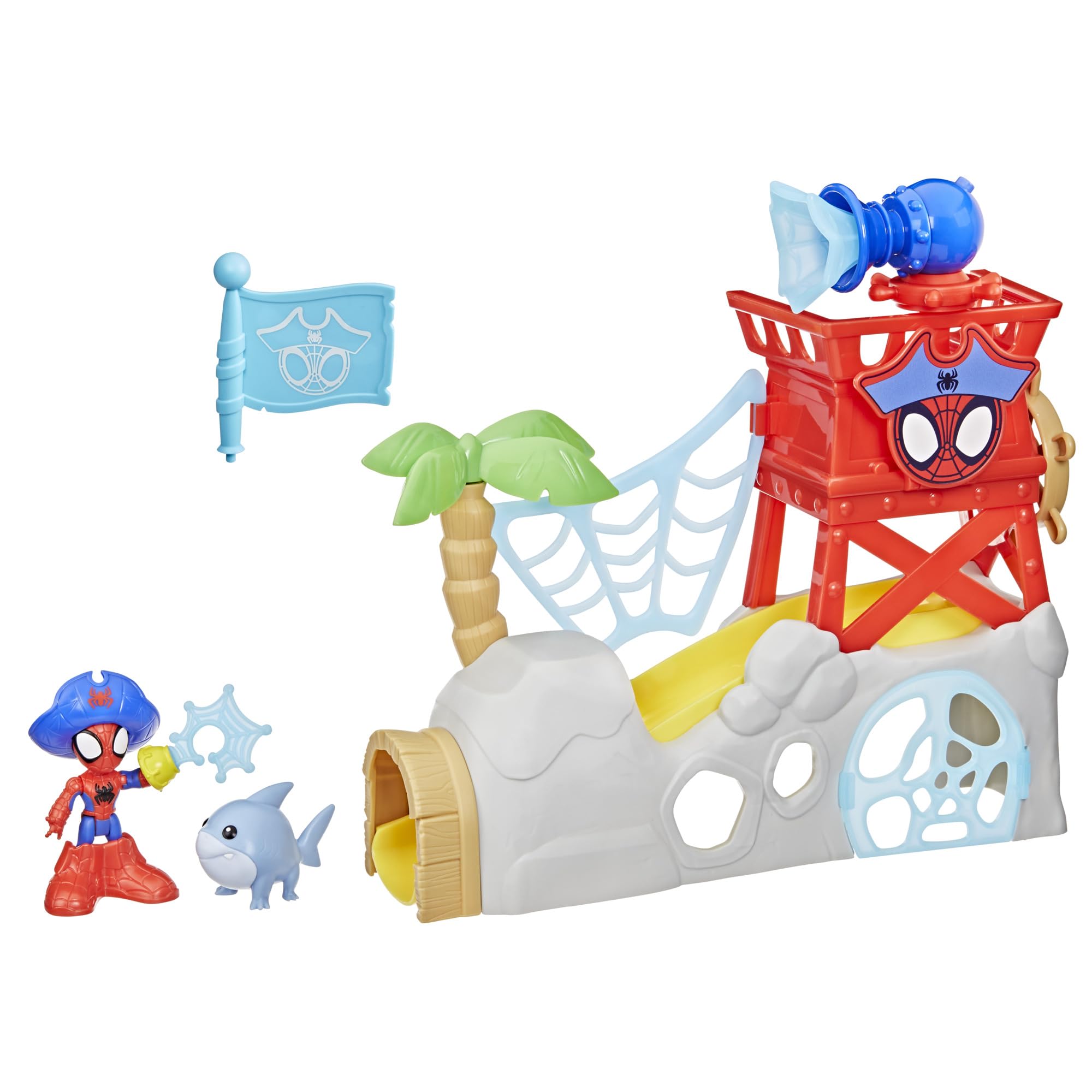 Marvel Spidey and his Amazing Friends Water-Webs Spidey Island Playset with 2 Figures - Ages 3+