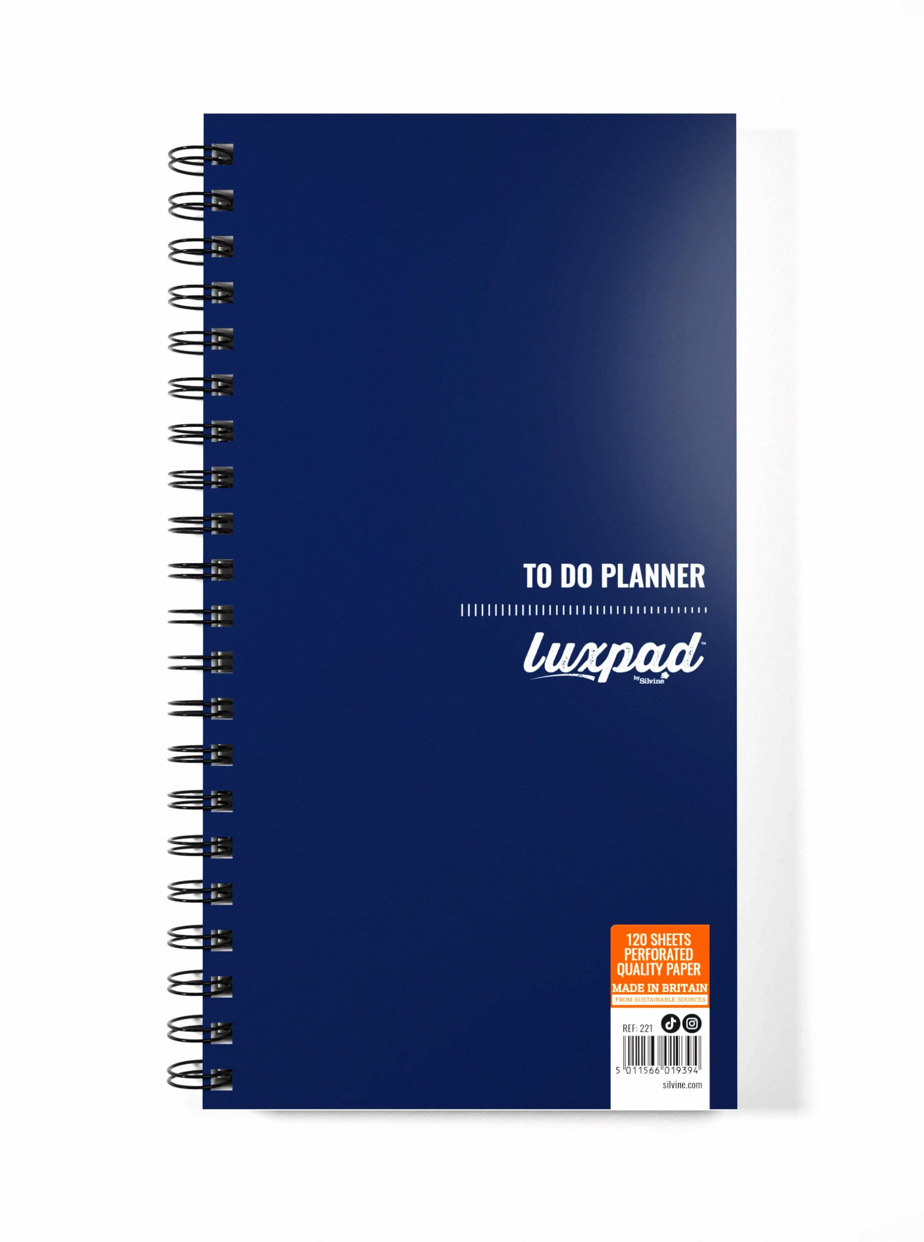 Silvine To Do List Planner Wirebound Notebook - 240 Pages | 280 x 150mm | Blue