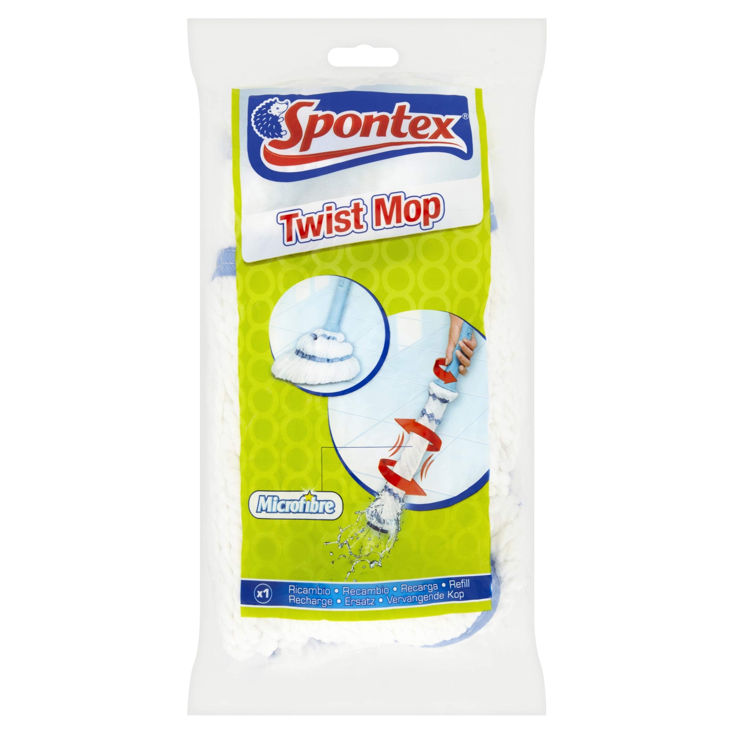 Spontex Twist Mop Refill - Washable Microfibre Head | Removes 99% Bacteria | For Laminate, Tile, Wood 1