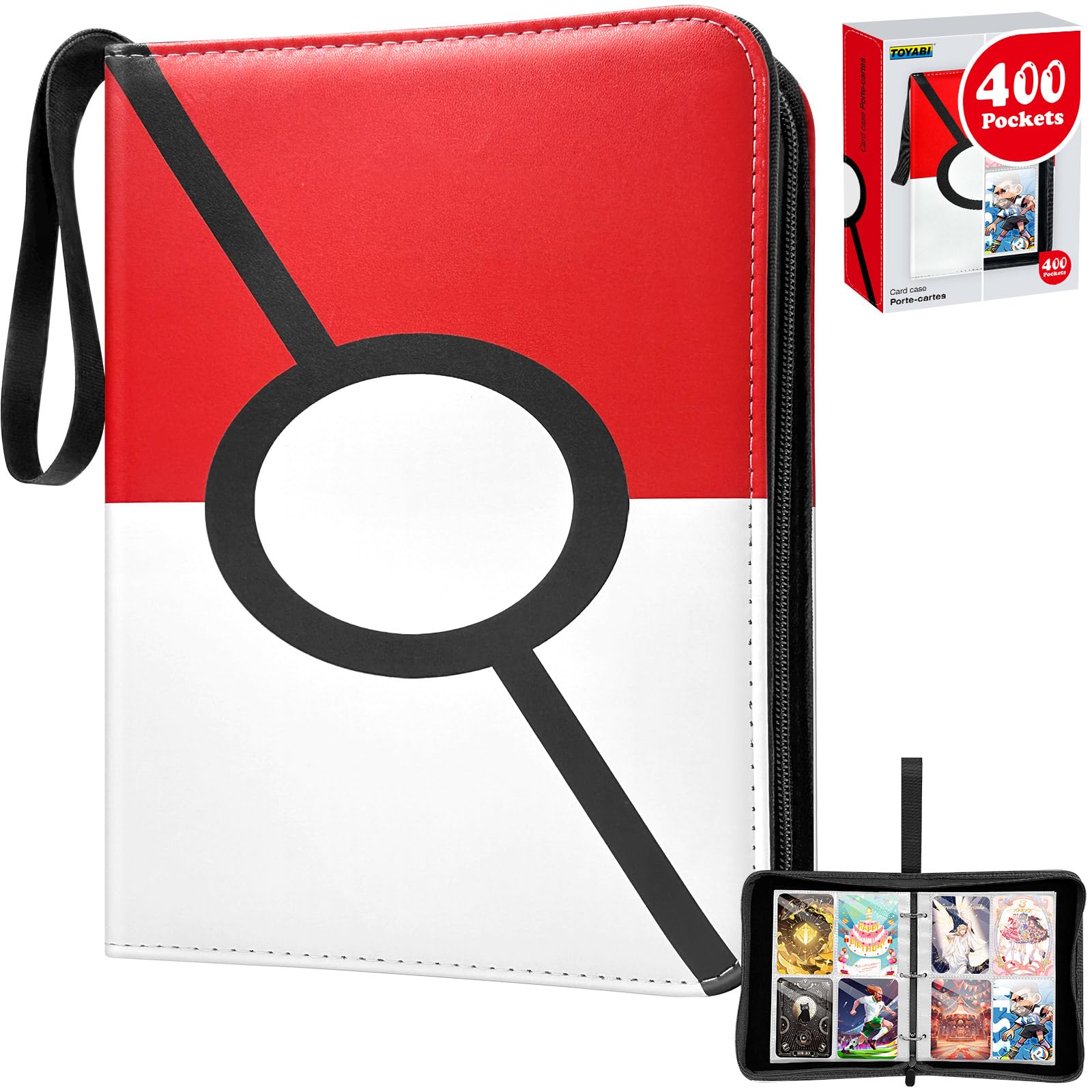 TOYABI 50-Page 400-Pocket PU Leather Trading Card Binder for Kids and Collectors 8