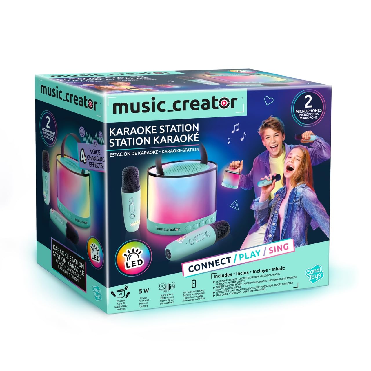 Canal Toys Music Creator Portable Bluetooth Karaoke Station with 2 Wireless Microphones | Red 2