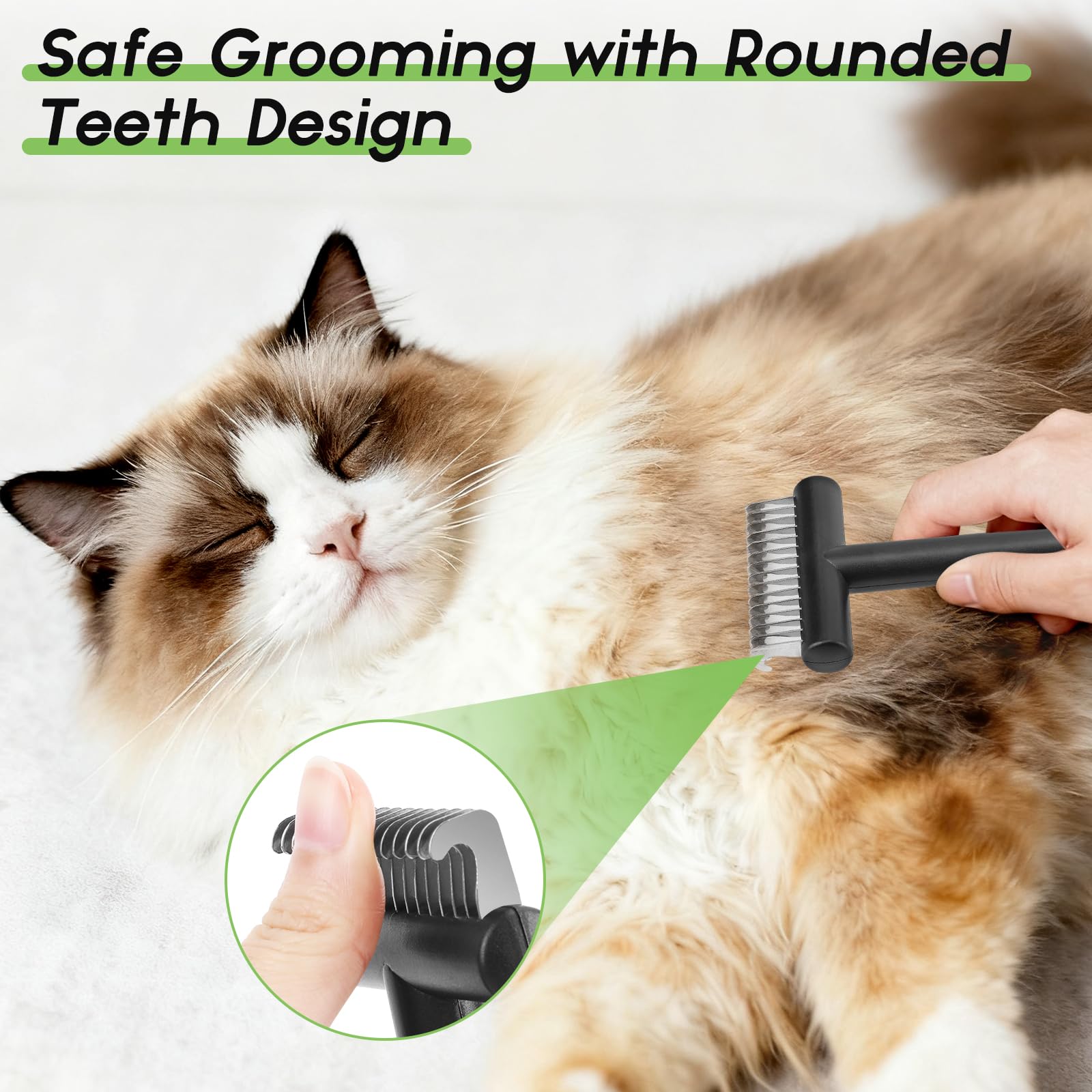 Euqvunn Dematting Comb for Dogs and Cats - Stainless Steel Teeth | Lightweight ABS Body | 17.5 x 7.2 x 1.9 cm