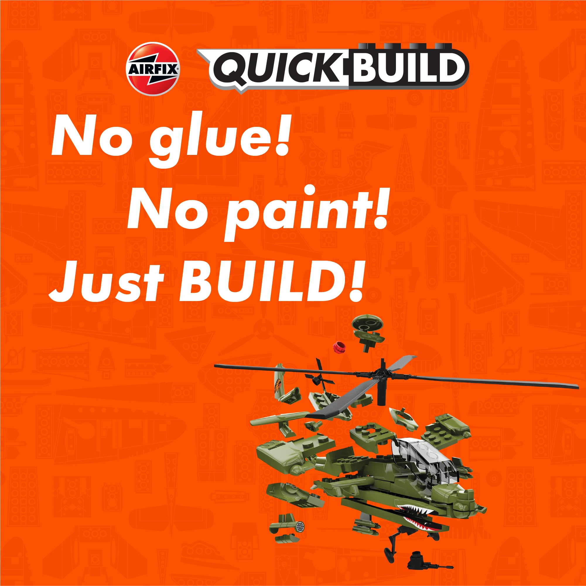 Airfix QUICKBUILD Apache-Modellhubschrauber-Bausatz – J6004, 40-teiliges Flugzeugmodell zum Zusammenstecken für Kinder ab 8 Jahren 3