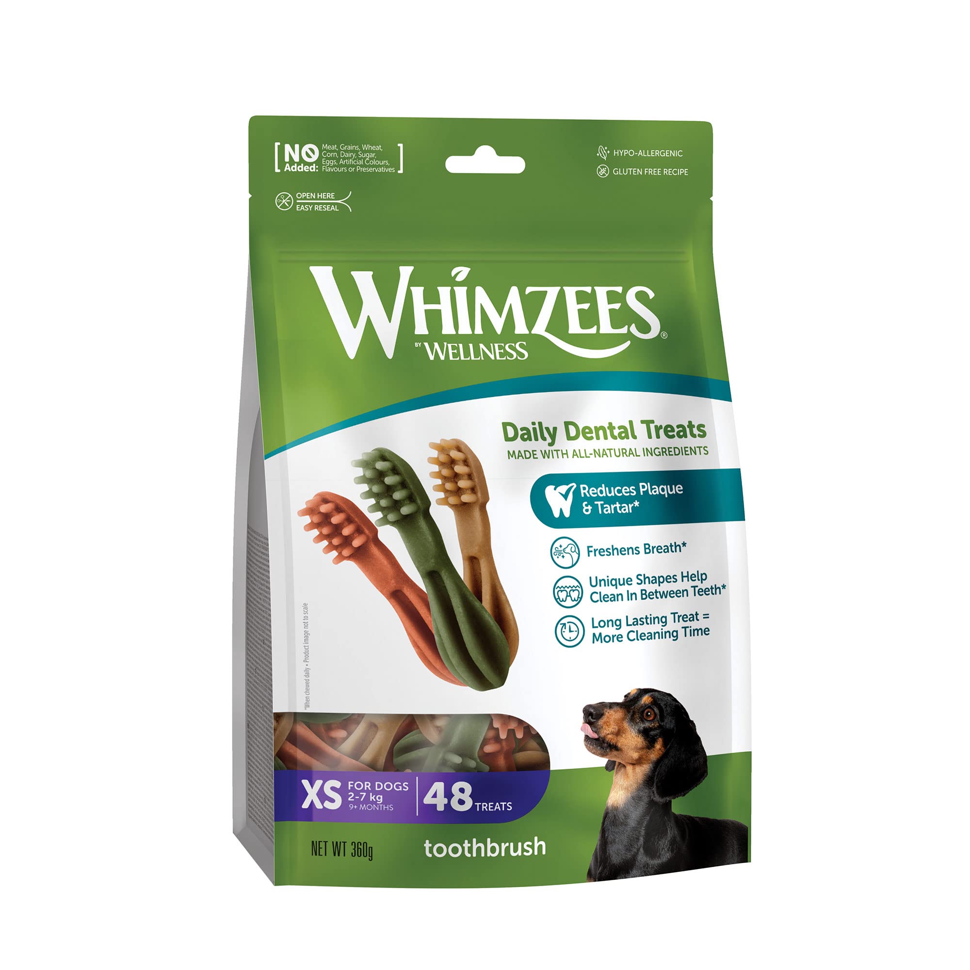 WHIMZEES Toothbrush XS Dog Dental Chews - 48 Pieces | Natural, Grain-Free, Vegetarian 1