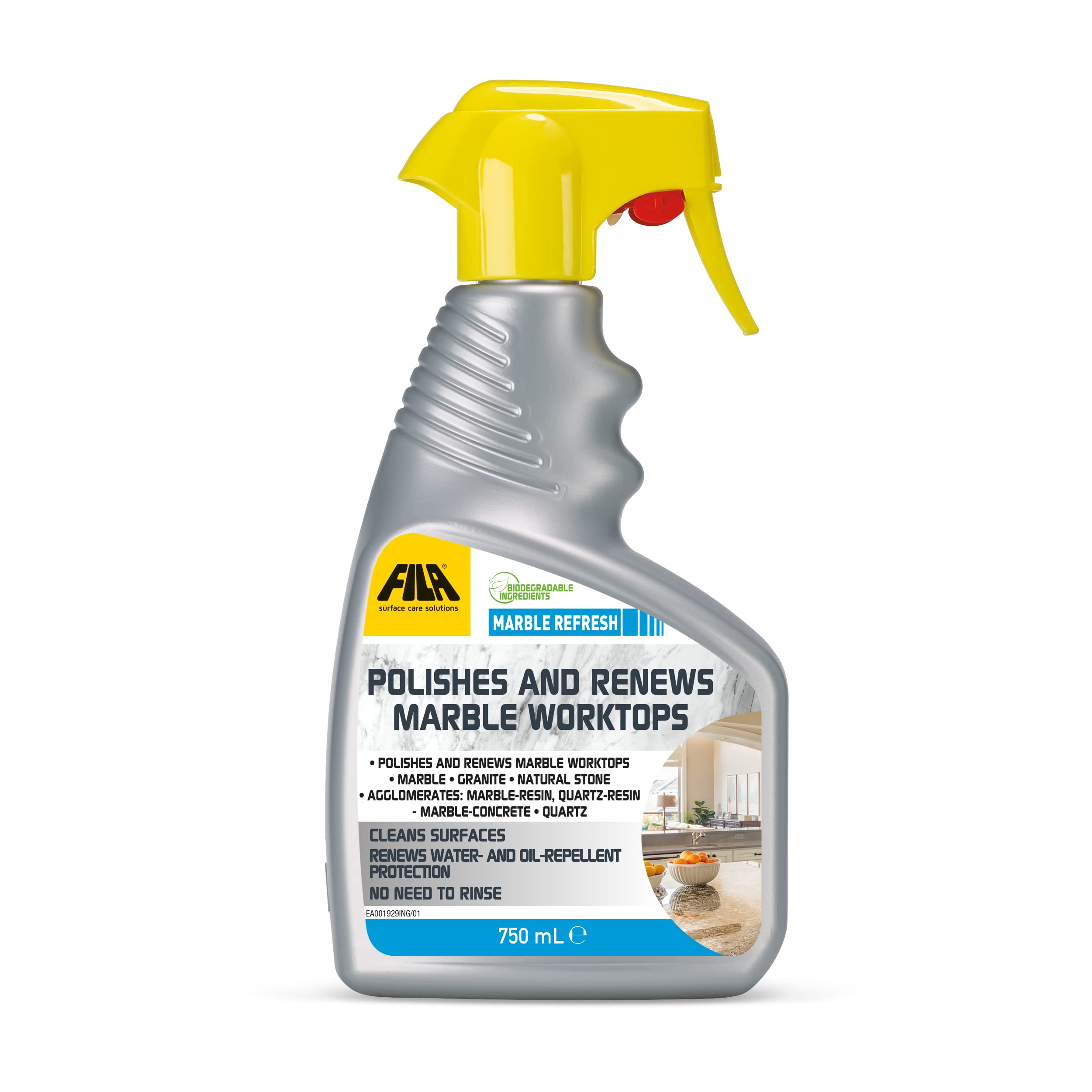 FILA Surface Care Solutions MARBLE REFRESH Marble Cleaner Spray for Worktops | 750 ml