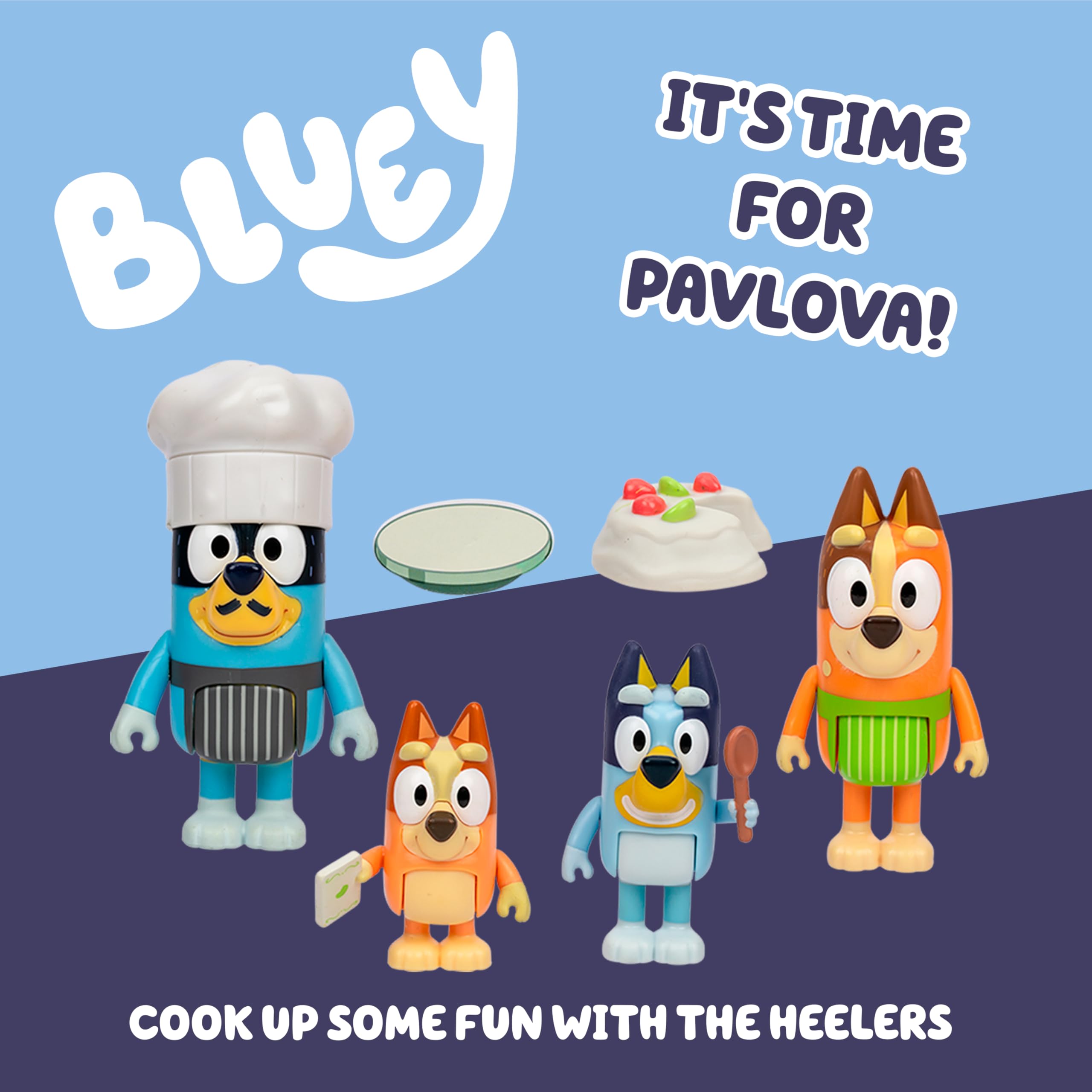 Bluey Pavlova 4-Pack Playset - Includes Chilli, Bluey, Bingo & Bandit Figures 5