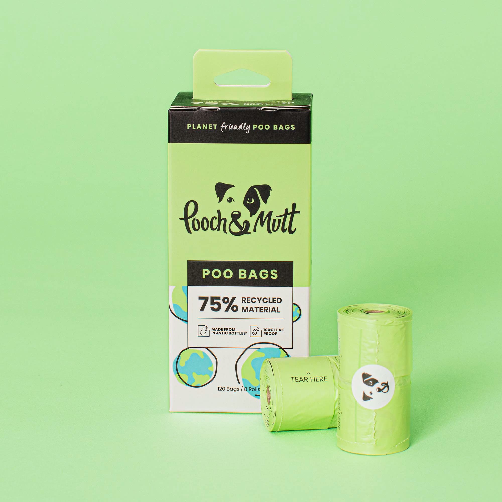 Pooch & Mutt Dog Poo Bags - 100% Leak Proof, Extra Thick, Recyclable Waste Bags | 40 Count