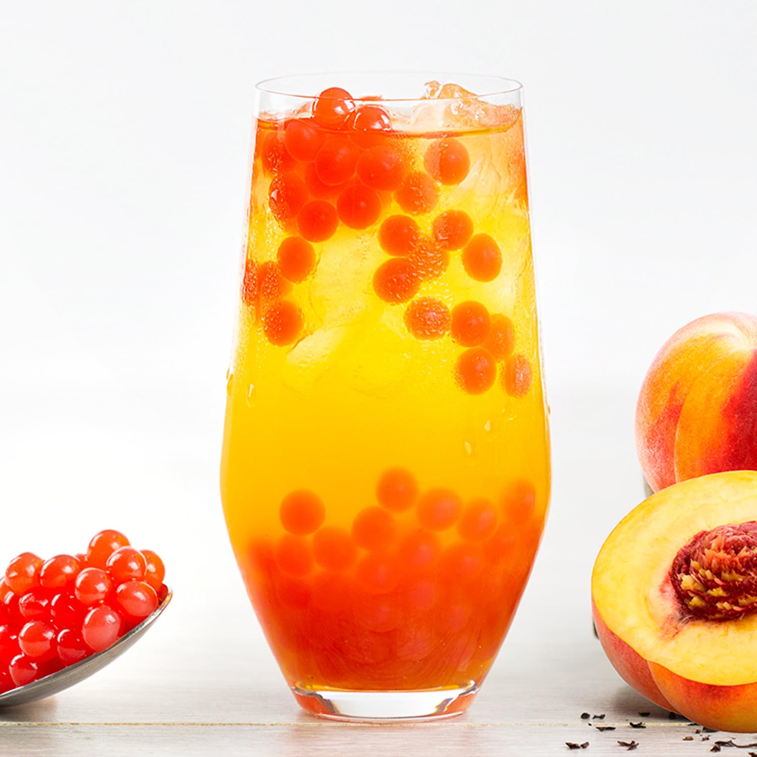 The TeaShed Summer Fruit Bubble Tea Kit - Peach Syrup & Strawberry Popping Boba | Vegan, Gluten Free 2