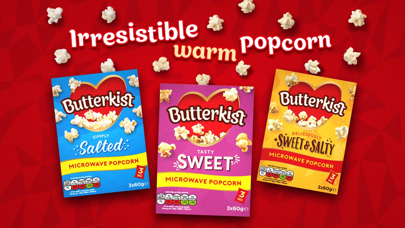 Butterkist Sweet & Salted Microwave Popcorn - 30 x 60g Packs 3
