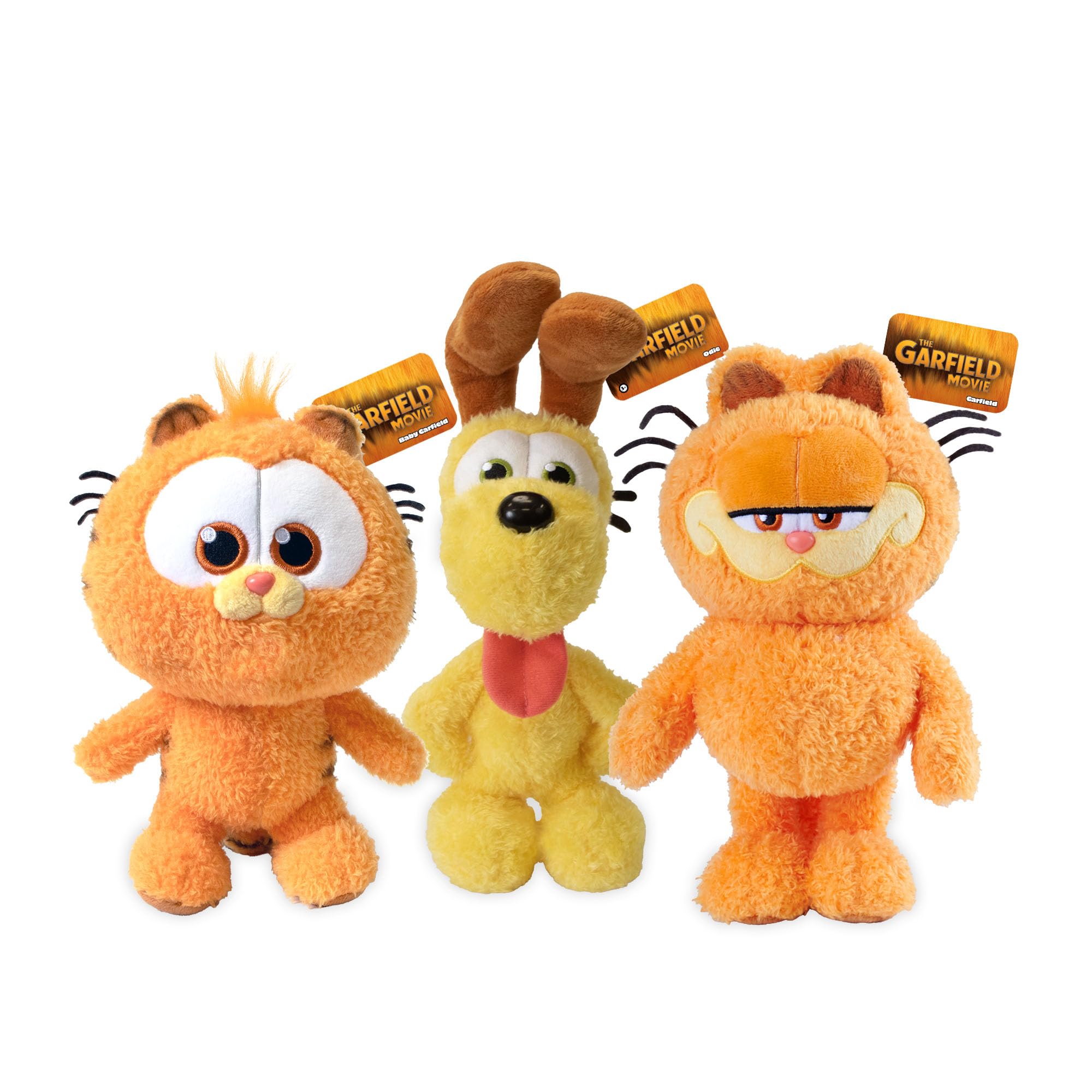 Animagic The Garfield Movie - 8" Plush Triple Pack Featuring Garfield, Baby Garfield & Odie