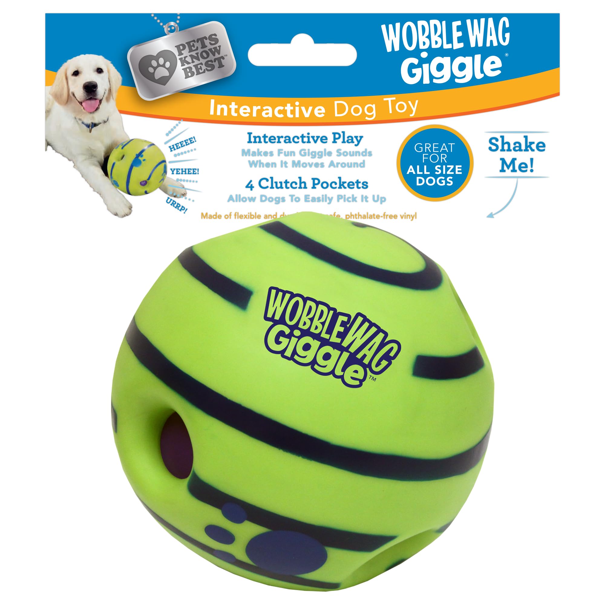 Wobble Wag Giggle Interactive Sound Dog Toy Ball | Medium Size | Green Vinyl