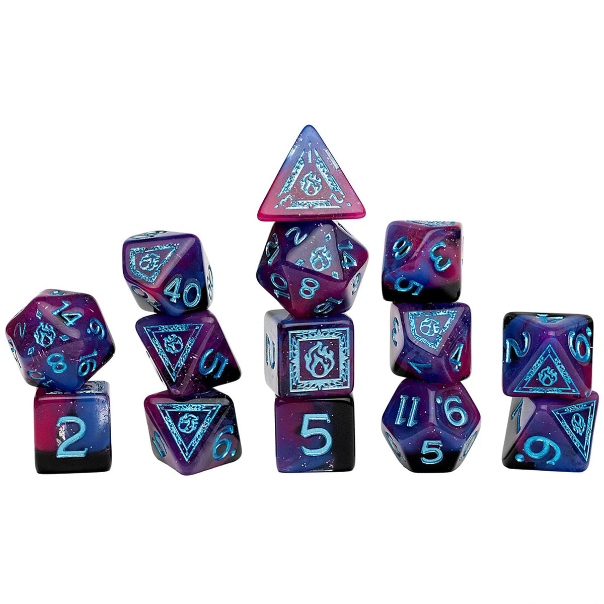 Sirius Dice Sorcerer 14pc RPG Dice Set - Purple & Blue | Dungeons & Dragons | Ages 15+