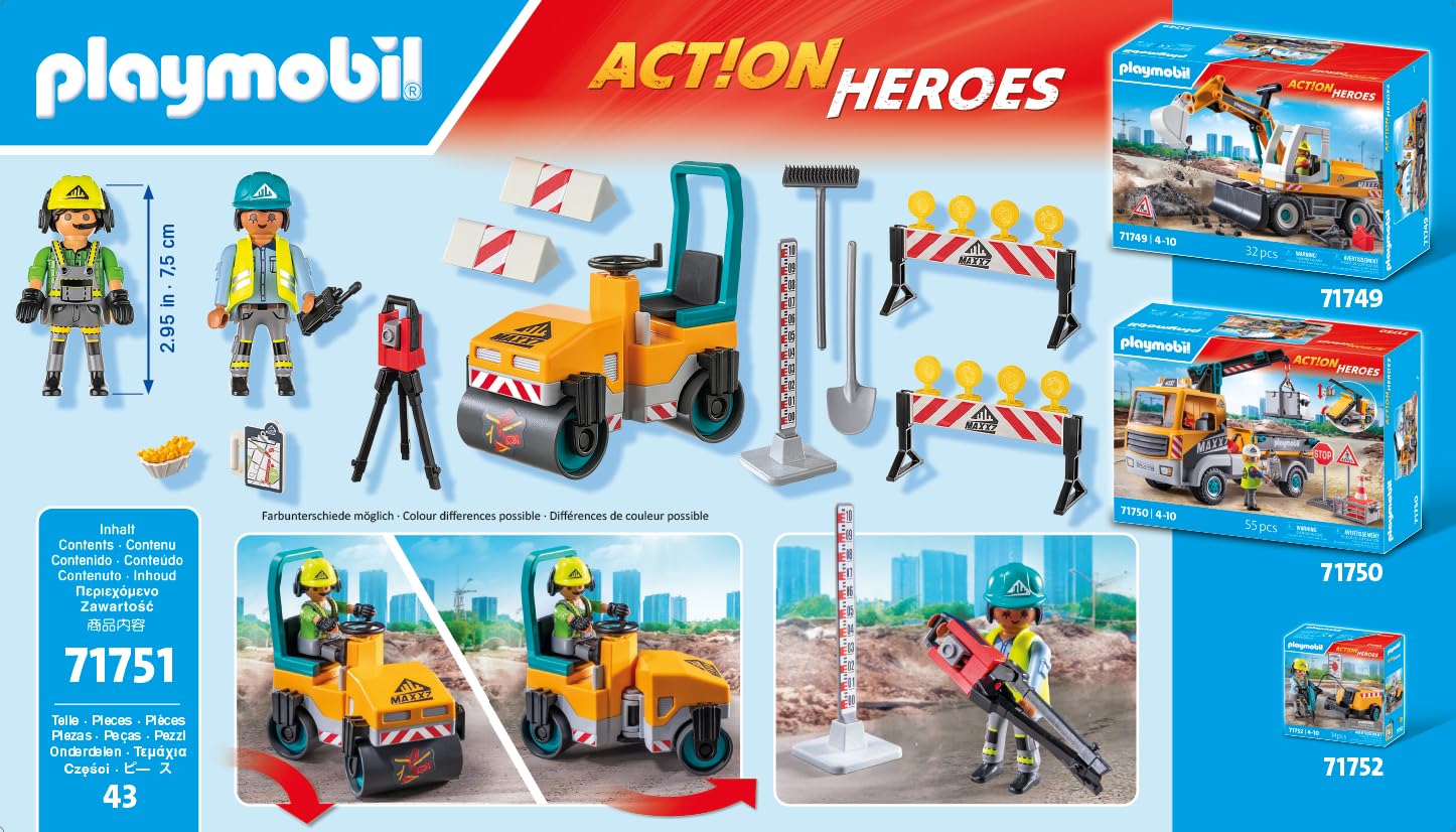 Playmobil Action Heroes Road Construction Site - Building Playset for Kids 4-10 3