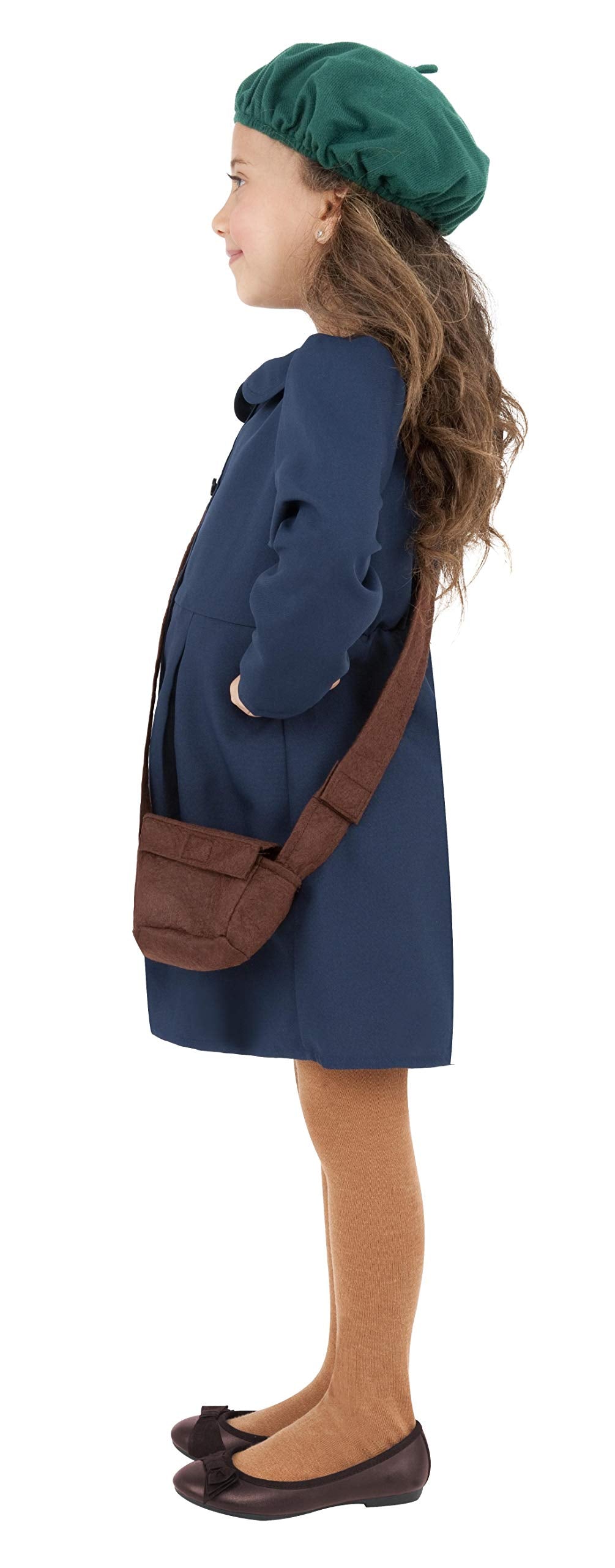 Smiffys World War II Evacuee Girl Costume - Blue Dress with Hat & Bag, Ages 10-12 5