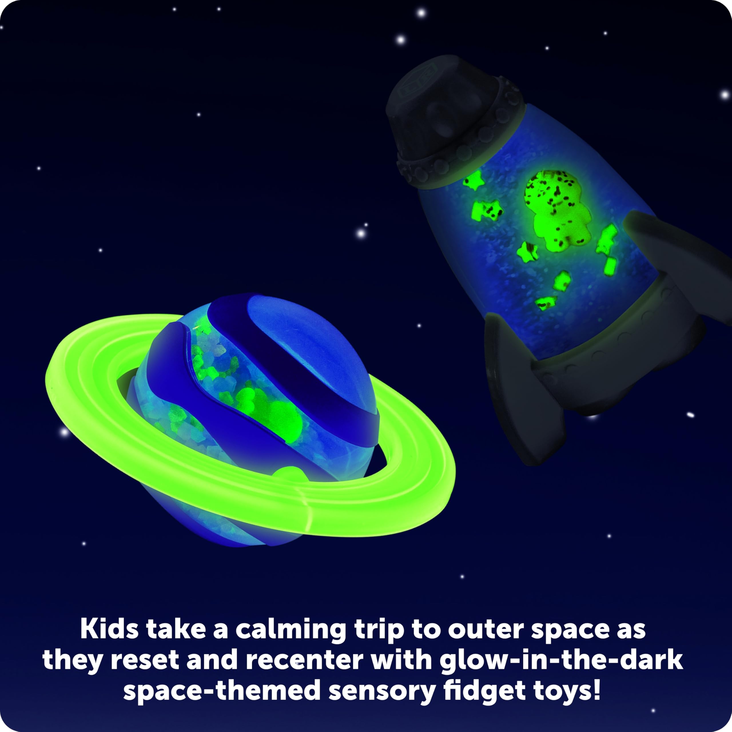 Learning Resources Soothing Space Sensory Fidget Set - Glow in the Dark Fidget Toys for Ages 3+ 4