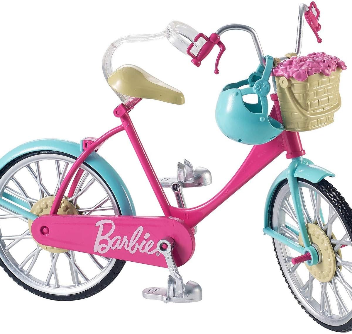Barbie DVX55 Estate Bike - Pink & Teal Bicycle with Basket for Imaginative Play