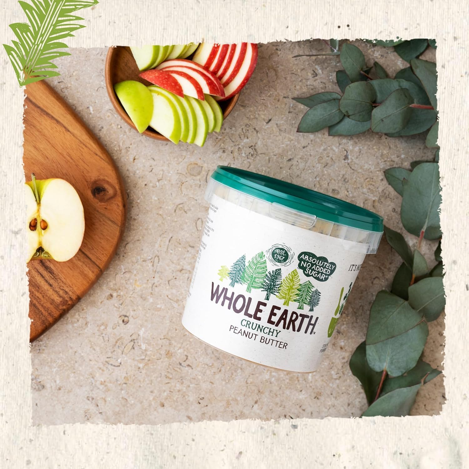 Whole Earth Crunchy Peanut Butter 1 kg - No Added Sugar, High in Fibre, Gluten Free