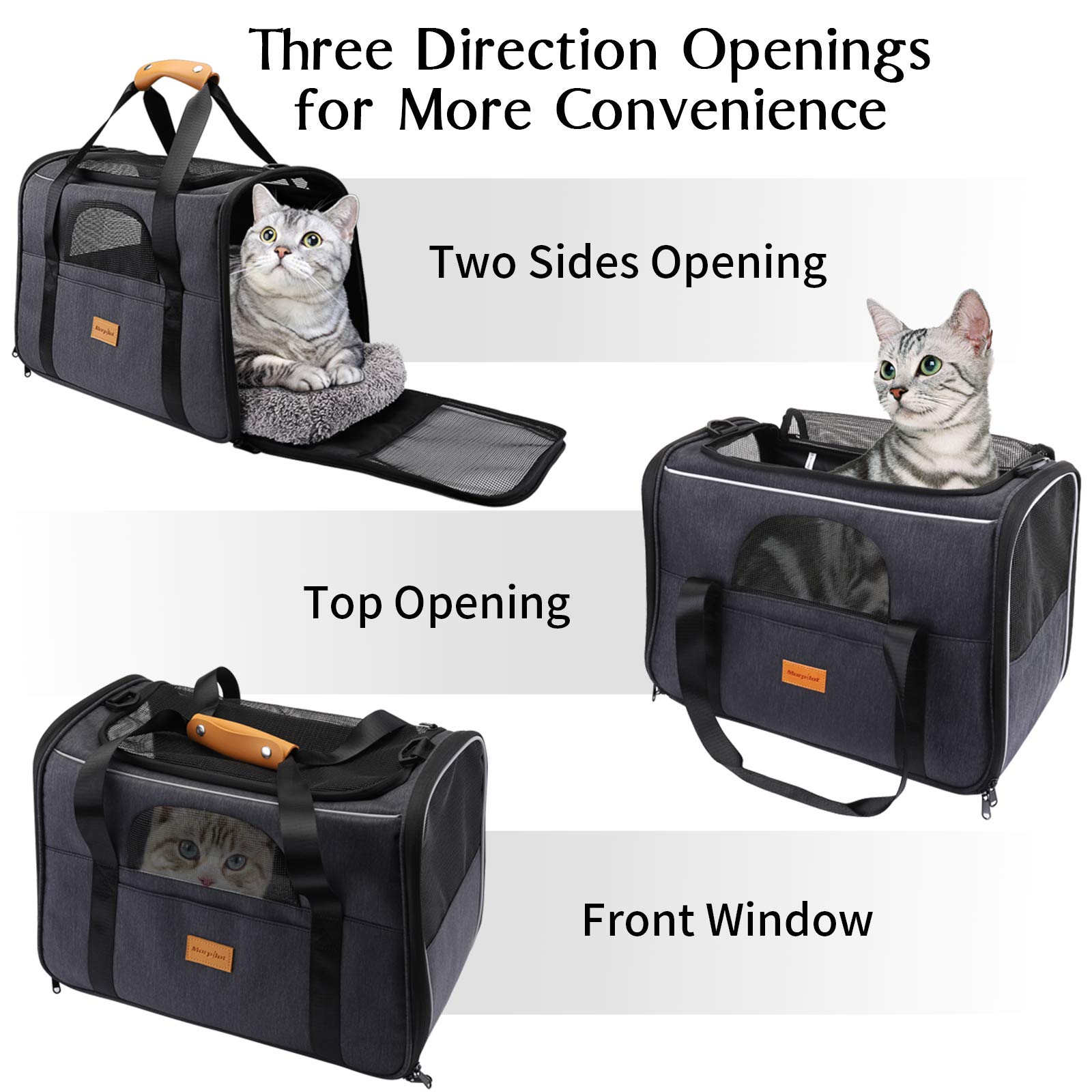morpilot Portable Soft-Sided Pet Carrier for Cats and Small Dogs | Up to 14lbs | Durable 600D Polyester 3