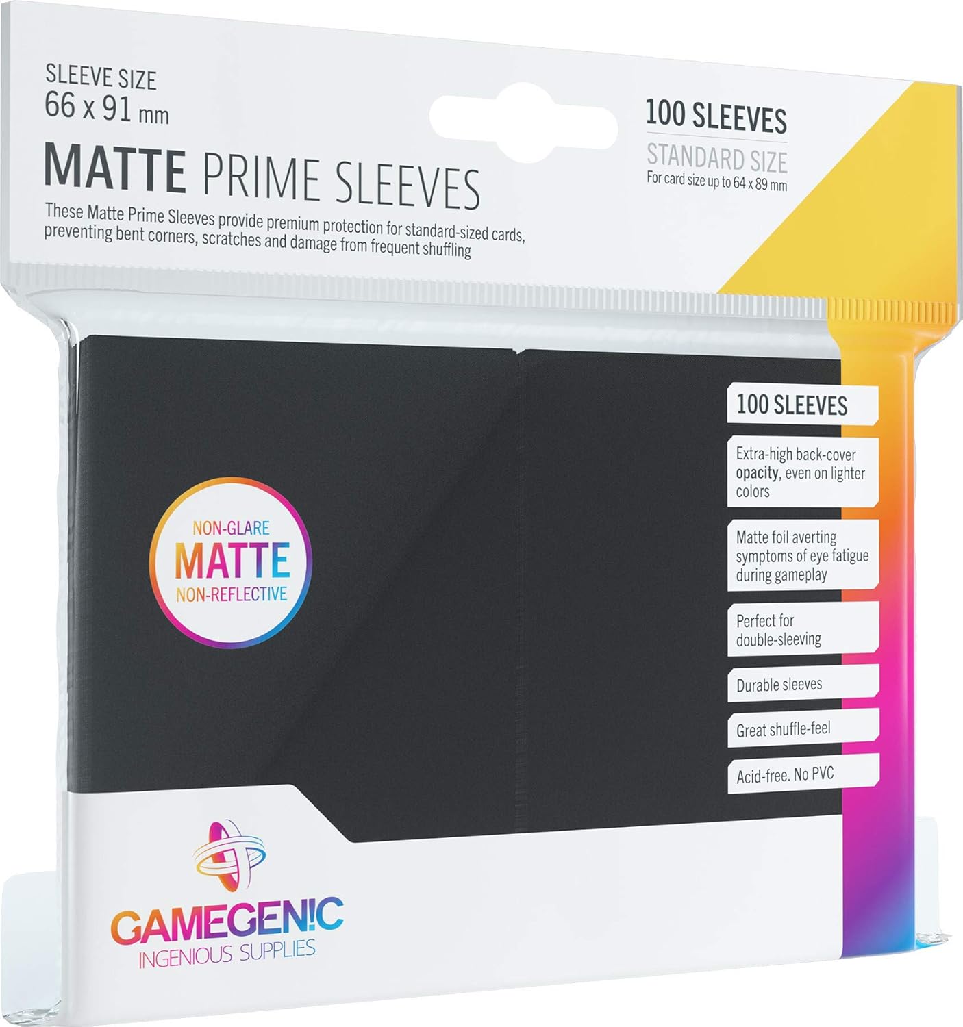 Gamegenic Matte Prime Sleeves (100-Pack) Black for MTG, Pokémon, Yu-Gi-Oh!