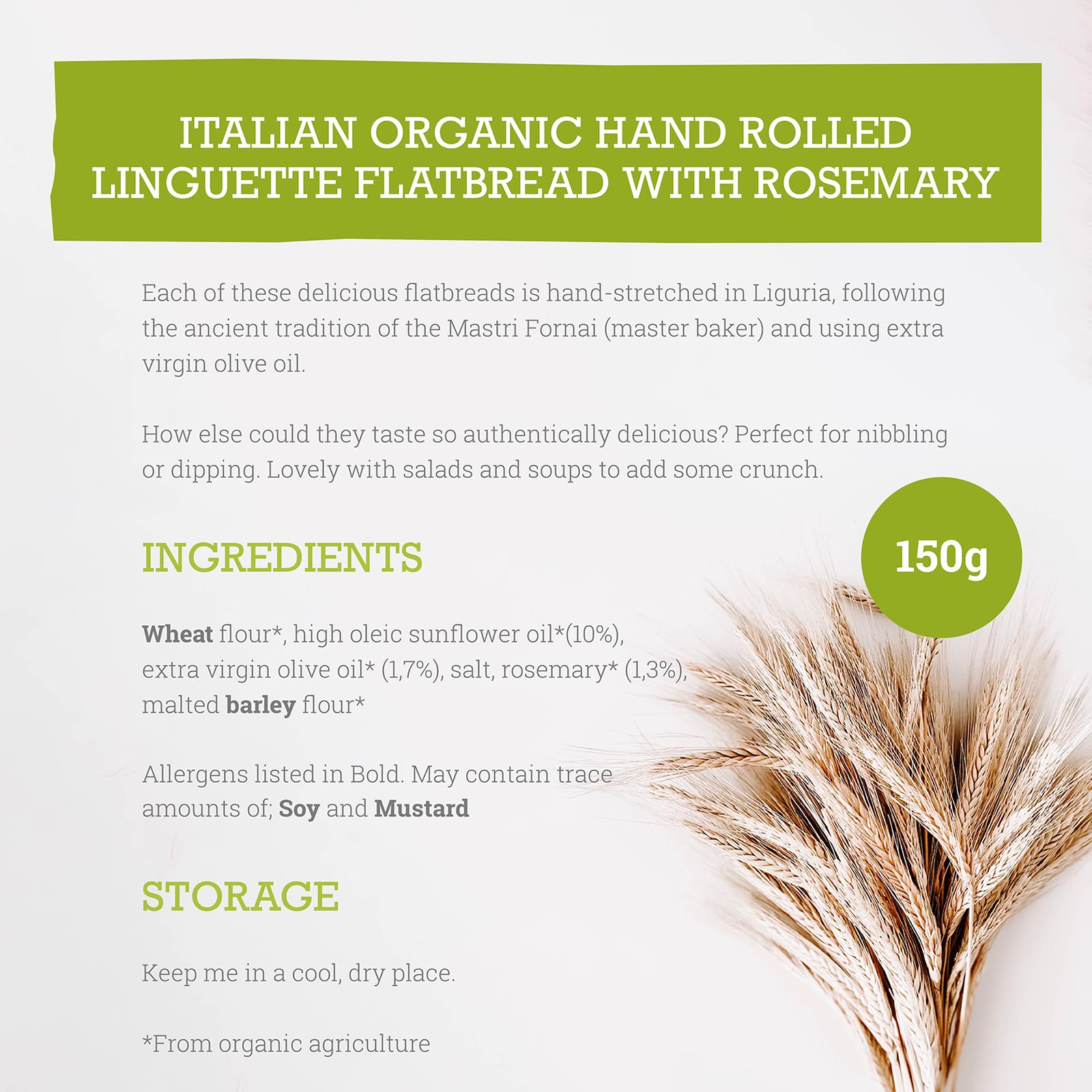 Mr Organic Rosemary Flatbread - Organic, Vegan, Non-GMO | 150g Pack