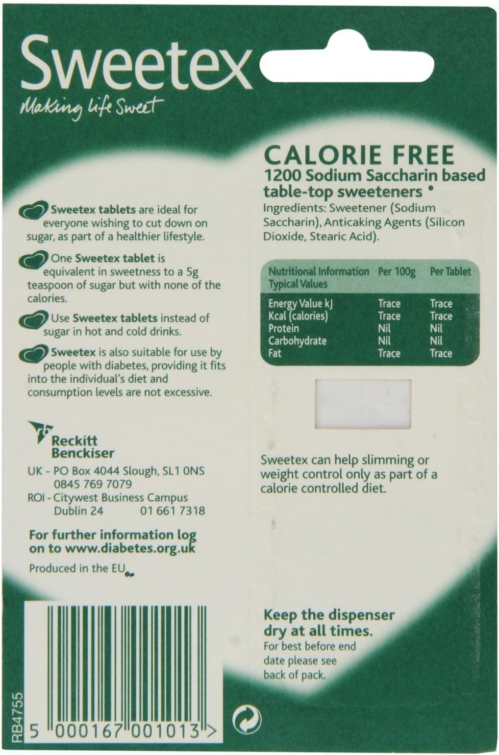 Sweetex 1200 Tabletten Spender für Zuckeralternativen