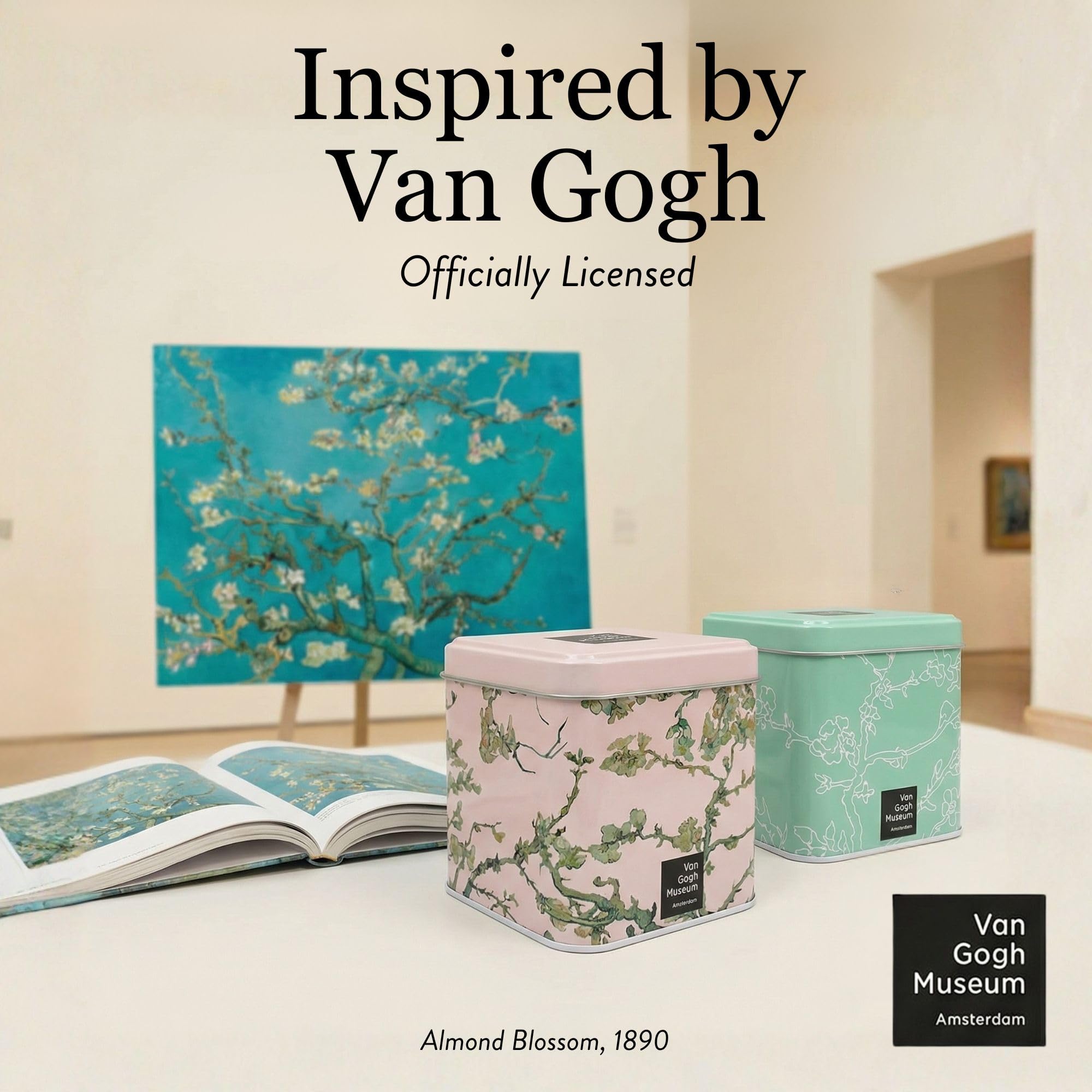 BEAMS INTERNATIONAL Van Gogh Museum Tea Caddy Tin Gift Set - 8 Tea Bags, Almond Blossom Artwork 7