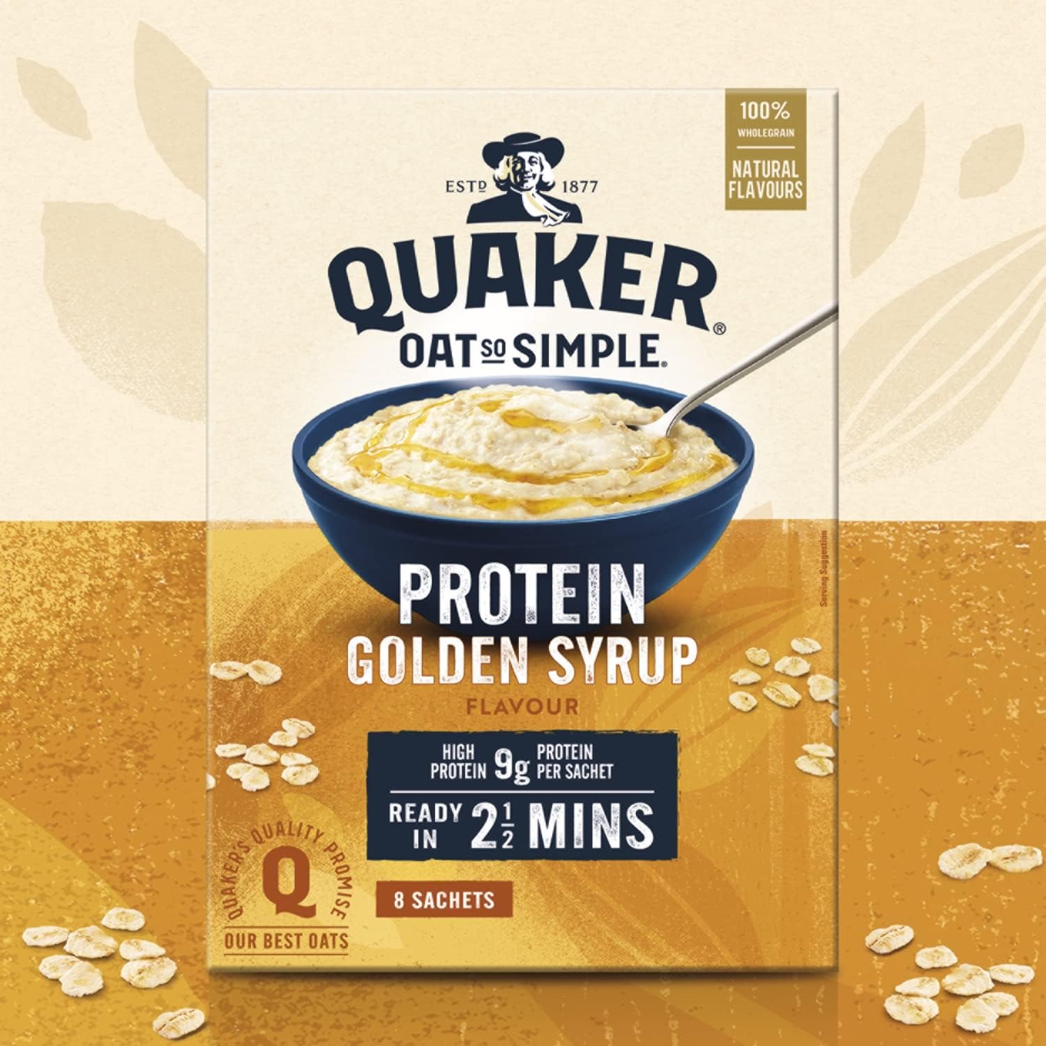 Quaker Oat So Simple Protein Golden Syrup Porridge, 8x43g 12