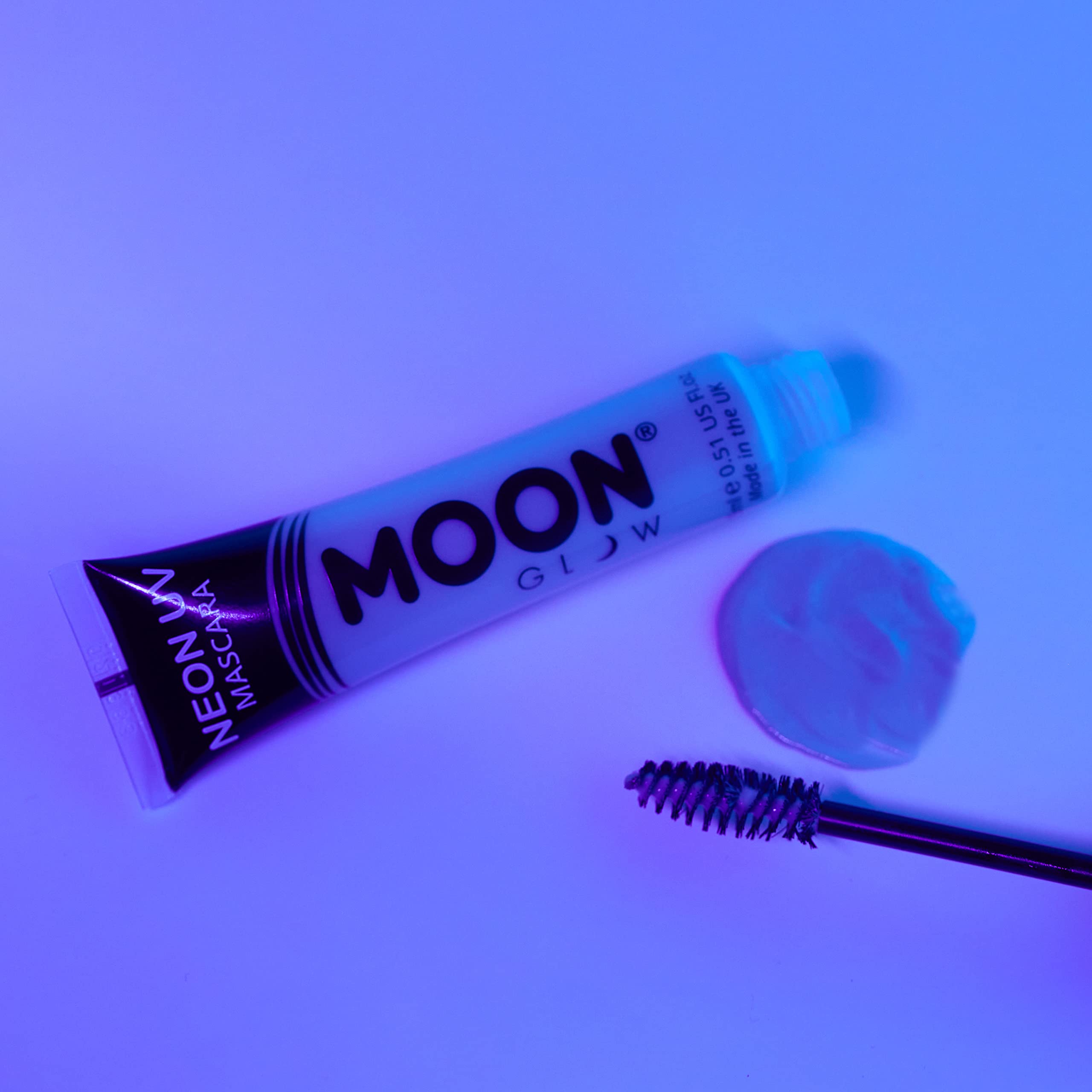 Moon Glow Intense Neon UV Mascara (20g) - Bright Blue, Fluorescent Glow Under UV/Blacklight 4