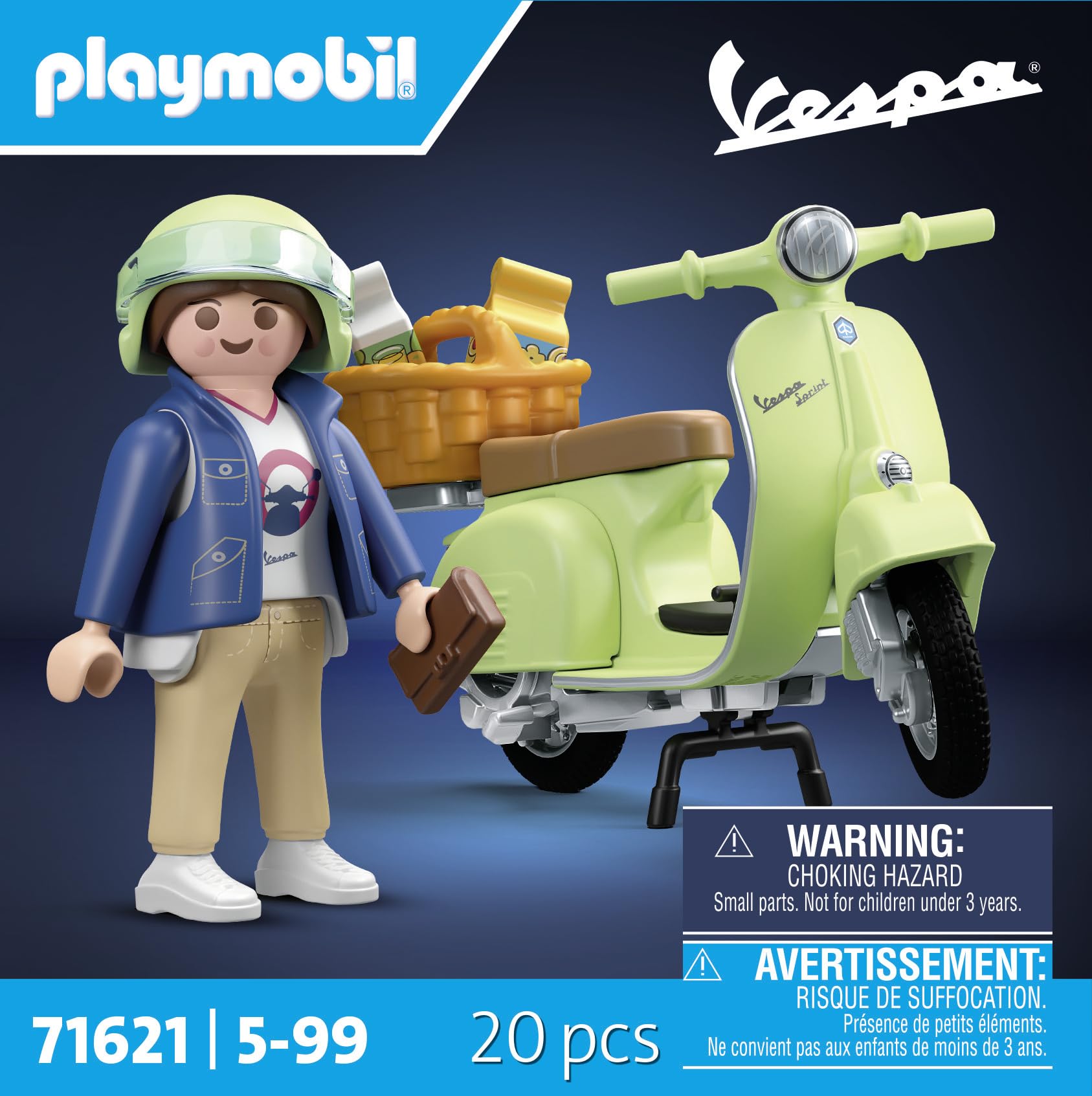 Playmobil 1969 Vespa 150 Sprint Veloce Light Green Vintage Scooter Set 4