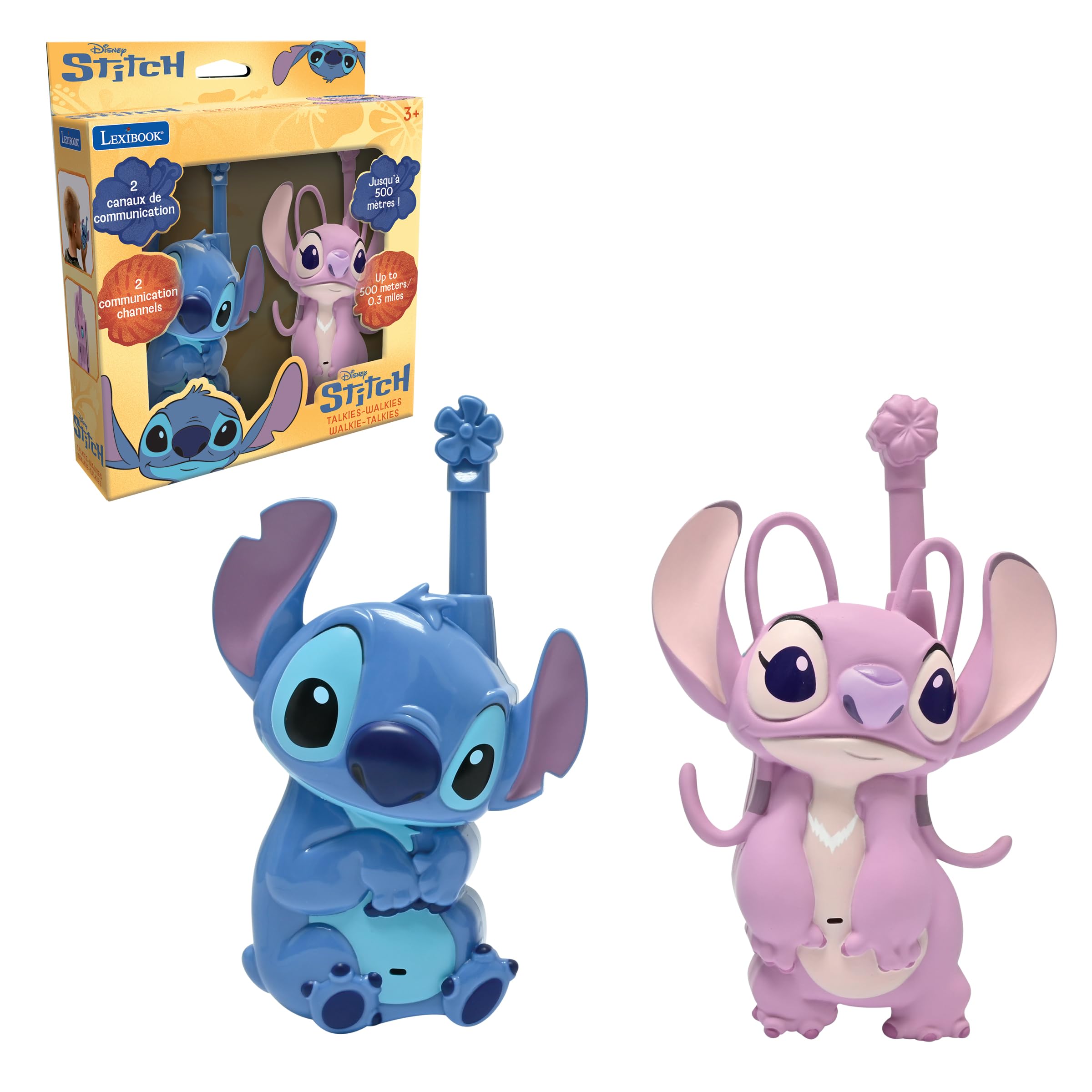 Lexibook Disney Stitch and Angel 3D Walkie-Talkies - 500m Range, 2-Pack