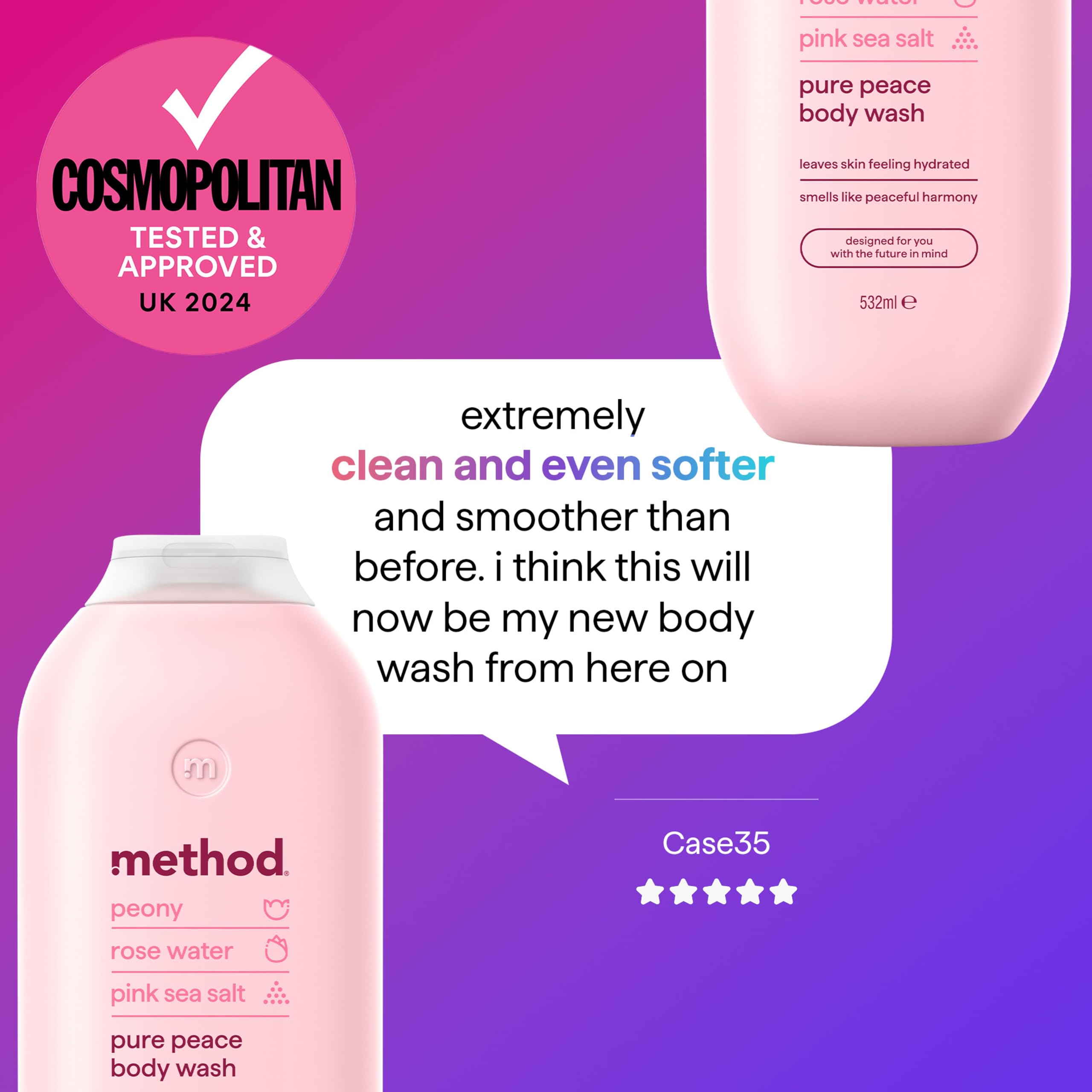 Method - Pure Peace Body Wash (Shower Gel) with Peony, Rose Water & Pink Sea Salt 5