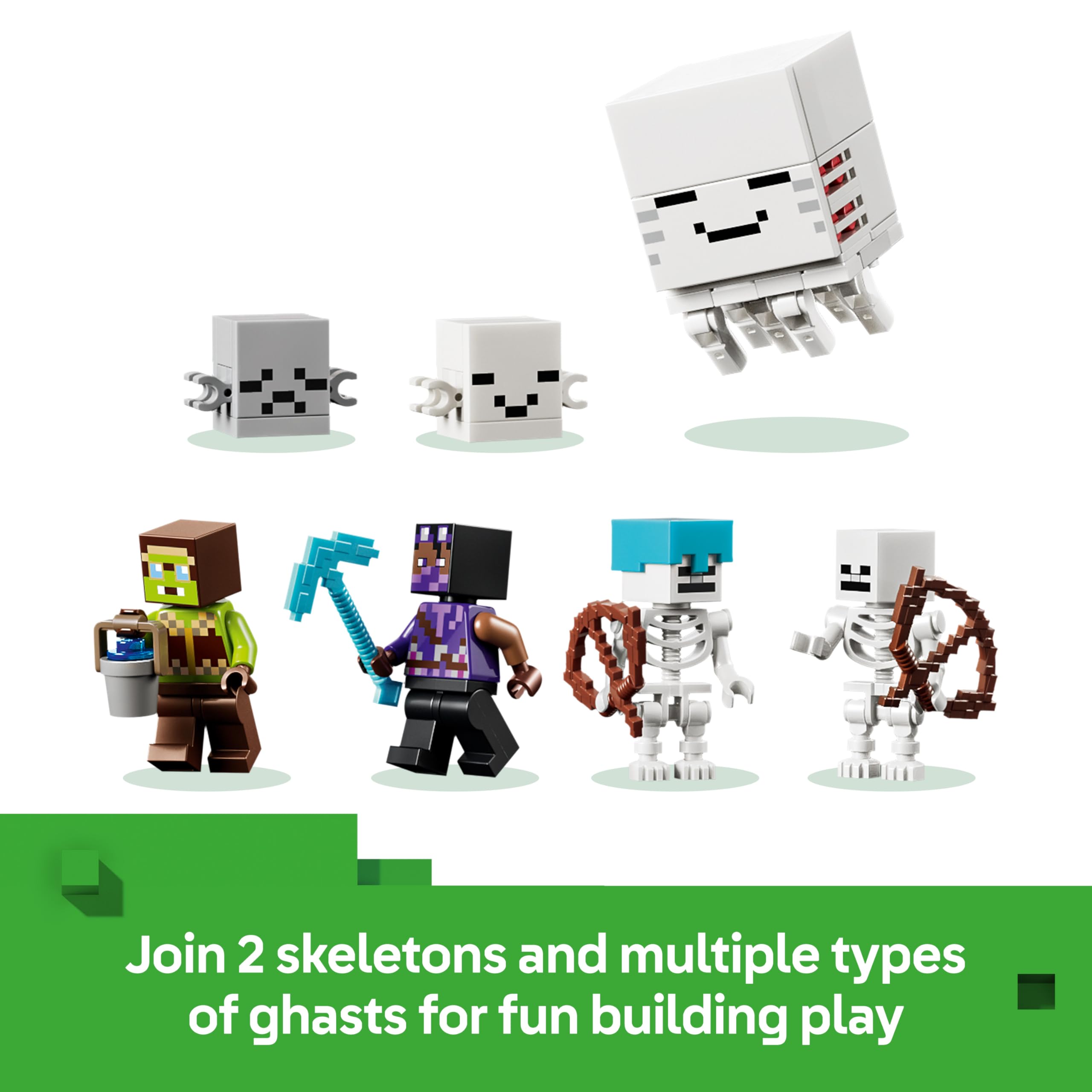 LEGO Minecraft Ghast Station Building Set - 8 Figures, Includes 2 Skeletons & 4 Ghasts, Ages 9+ 3