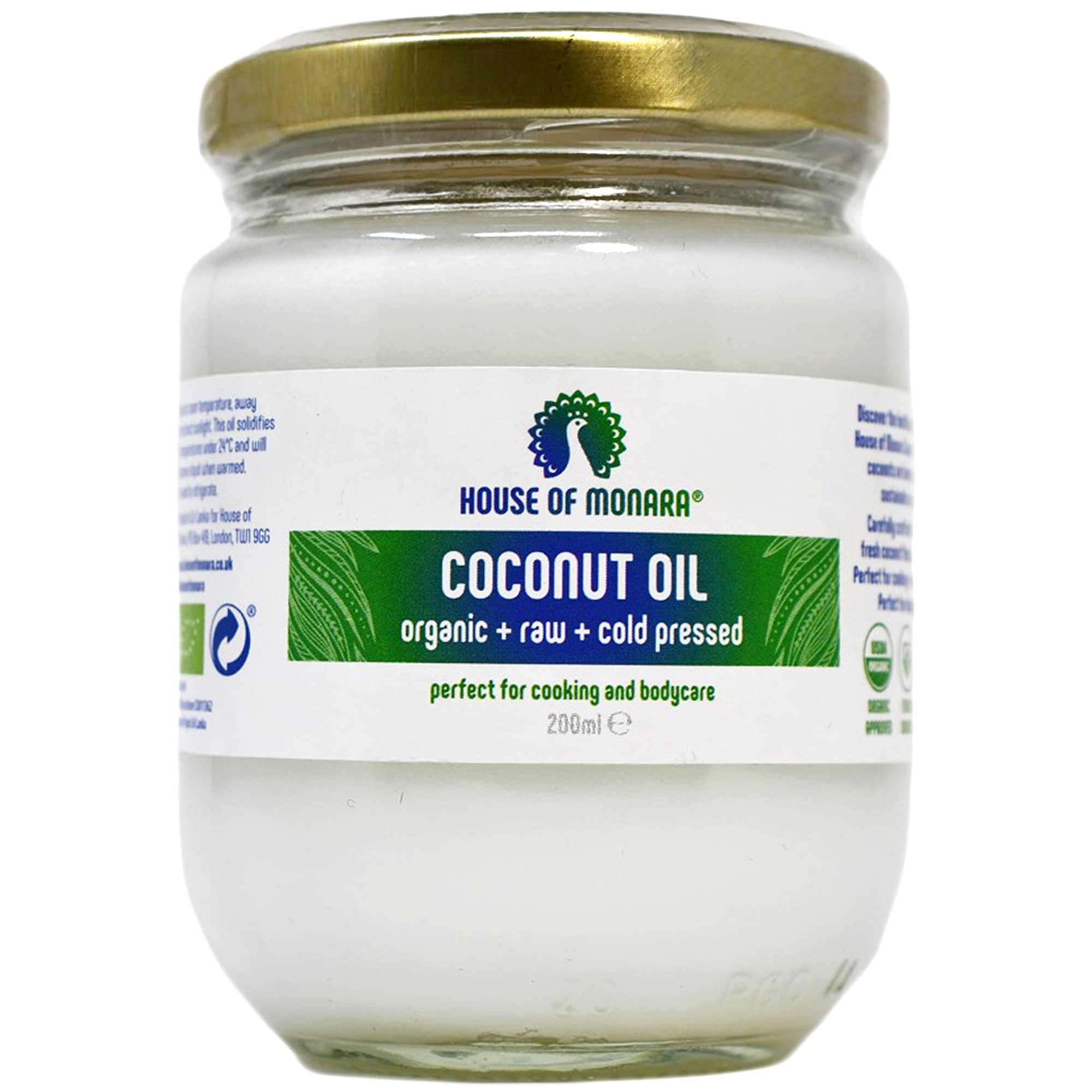 House of Monara Organic Extra Virgin Coconut Oil - Cold Pressed (200 ml)